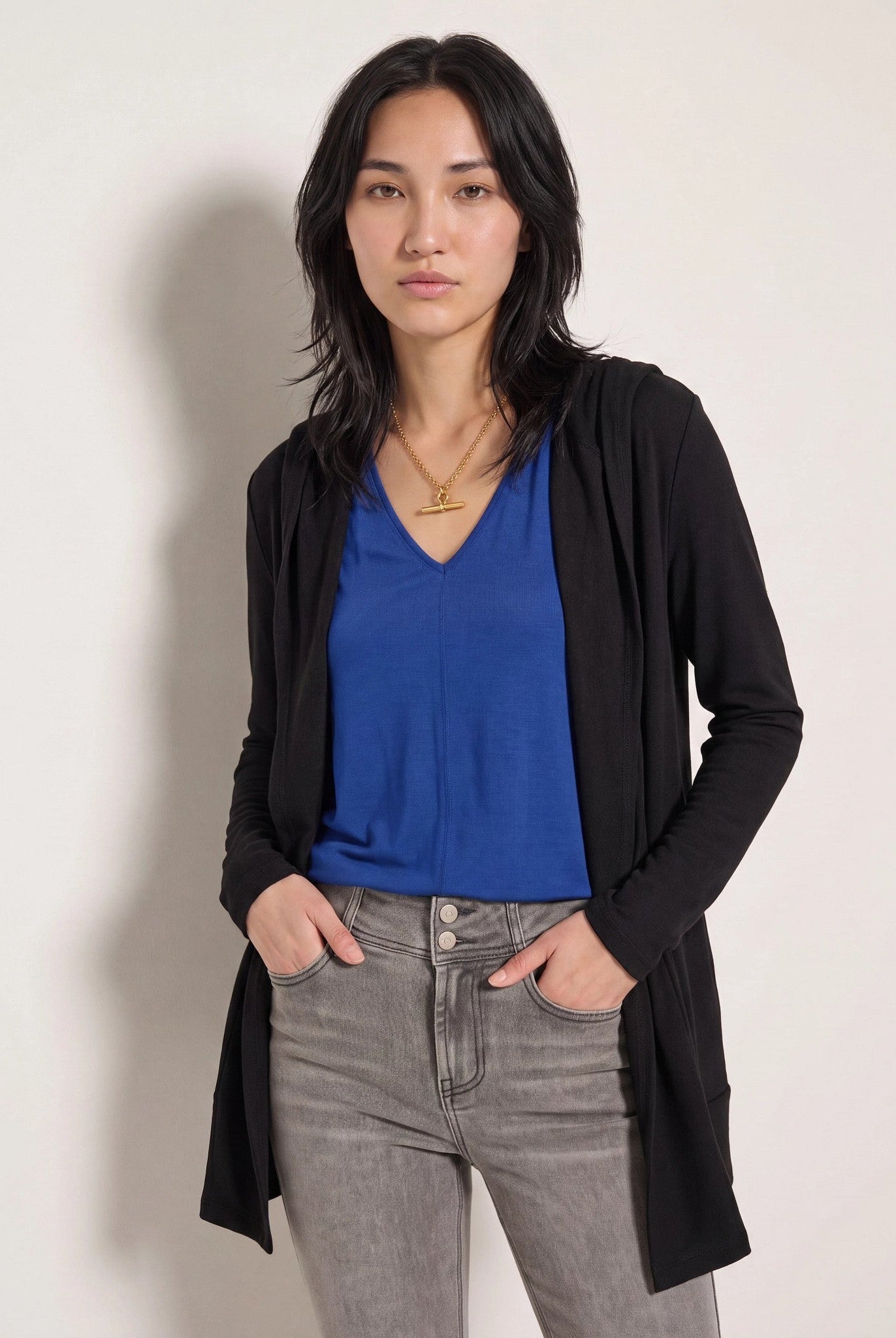 Black $|& SEAS Over The Falls Cardigan - SOF Front