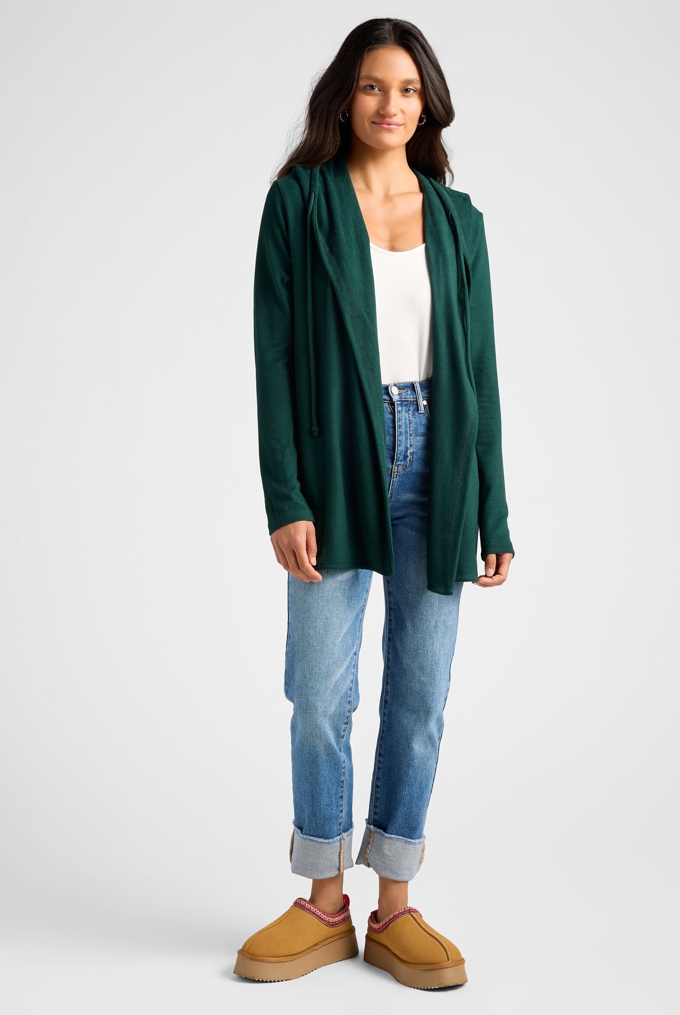 Hunter Green $|& SEAS Over The Falls Cardigan - SOF Full Front