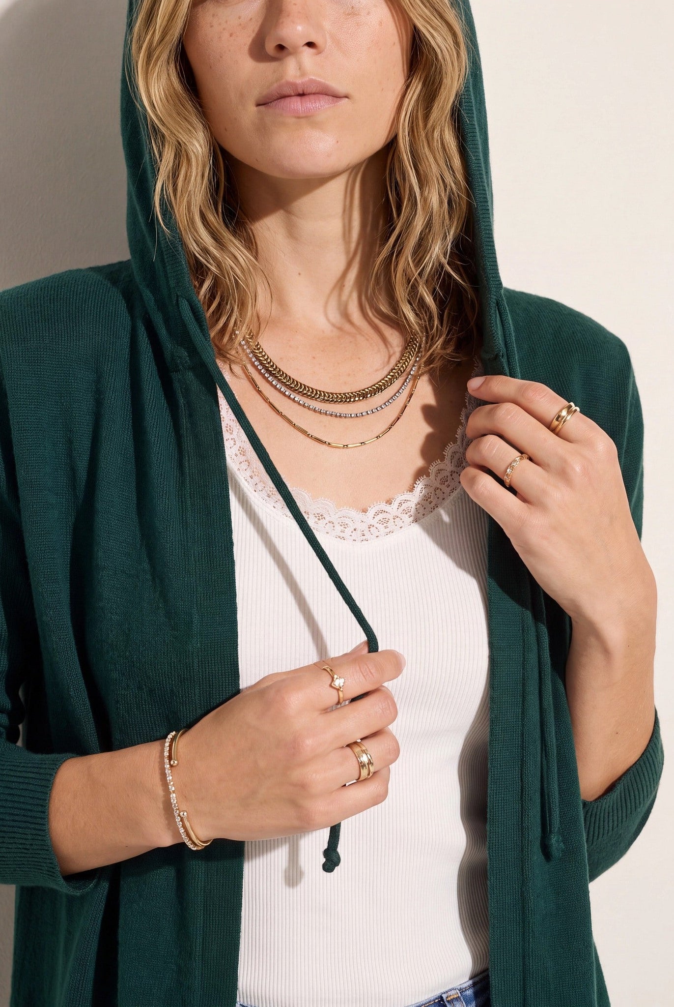 Hunter Green $|& SEAS Over The Falls Cardigan - SOF Full Front