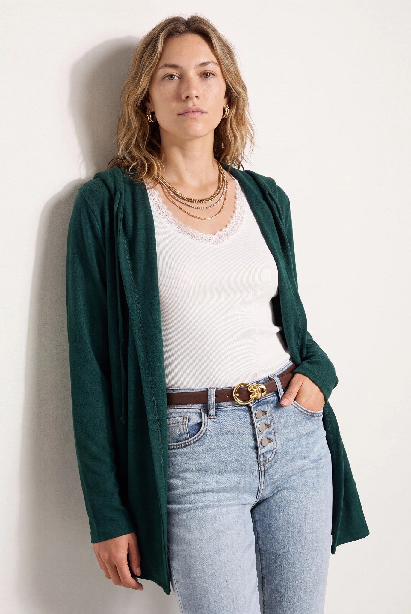 Hunter Green $|& SEAS Over The Falls Cardigan - SOF Front