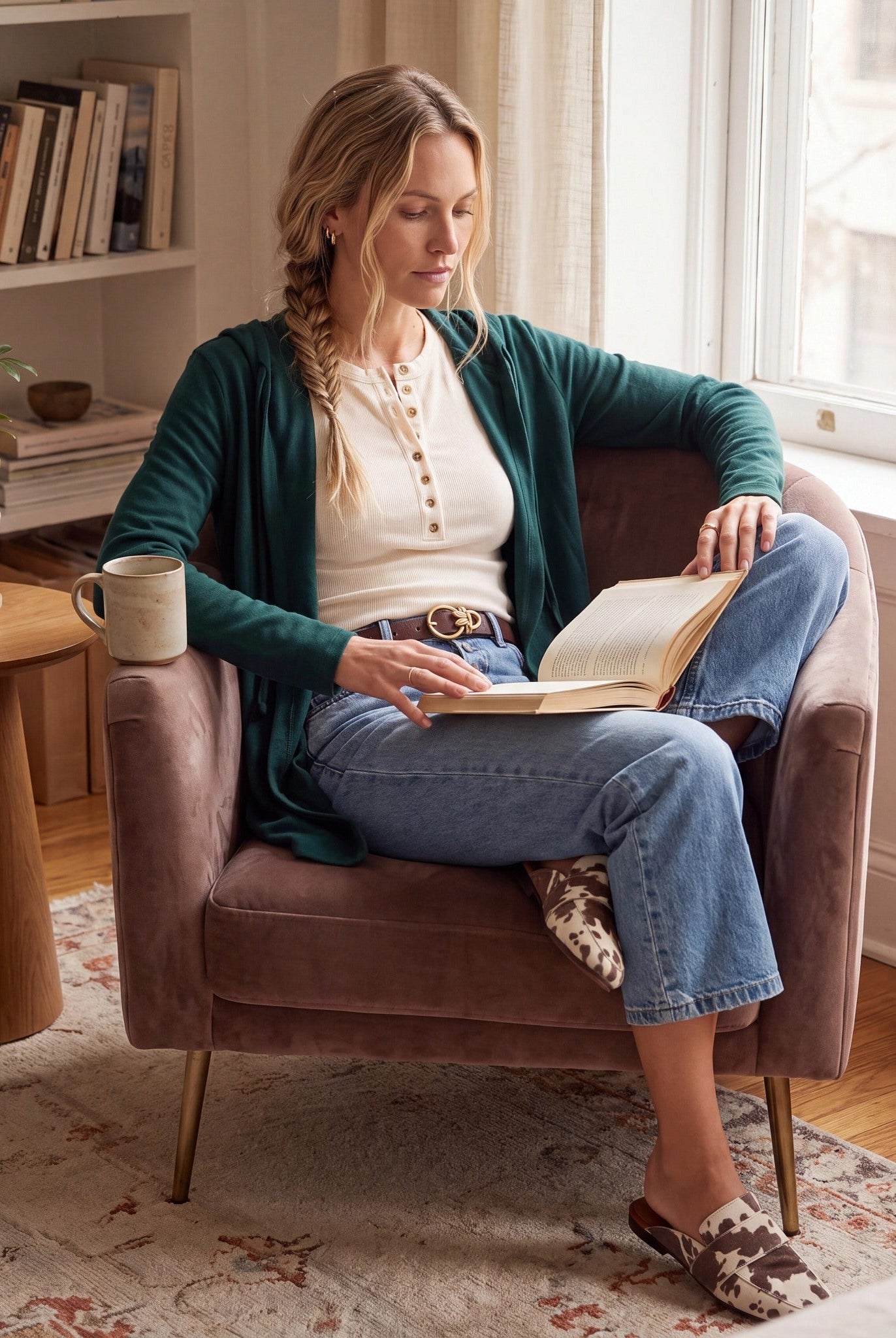 Hunter Green $|& SEAS Over The Falls Cardigan - SOF Side