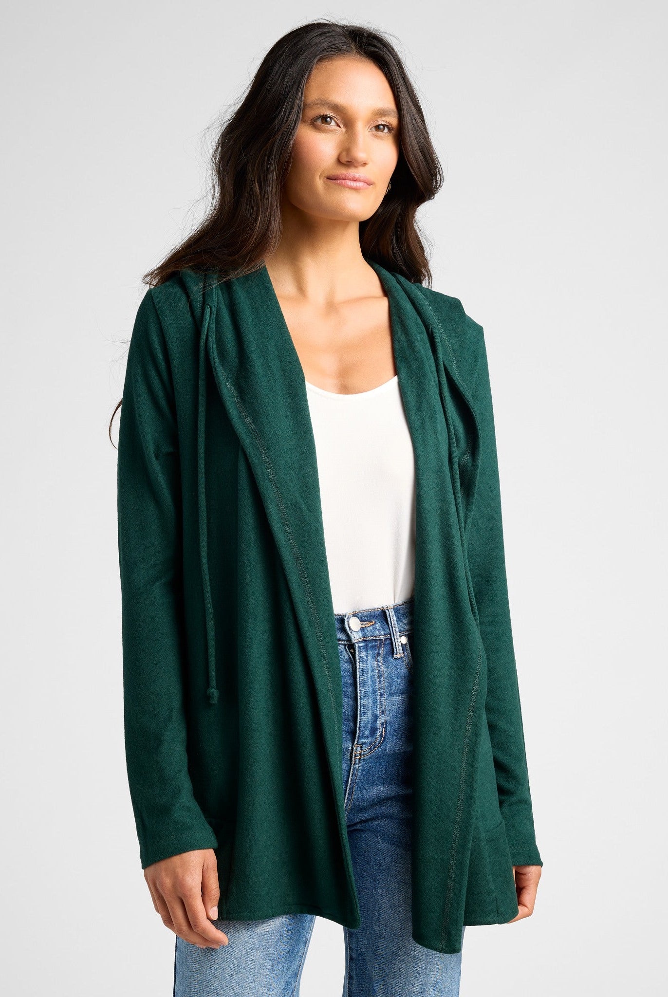 Hunter Green $|& SEAS Over The Falls Cardigan - SOF Front