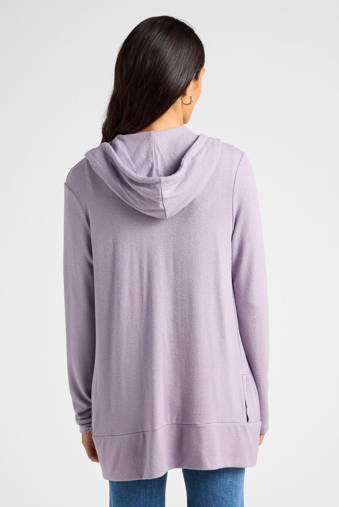 Heather Purple Sage $|& SEAS Over The Falls Cardigan - SOF Back