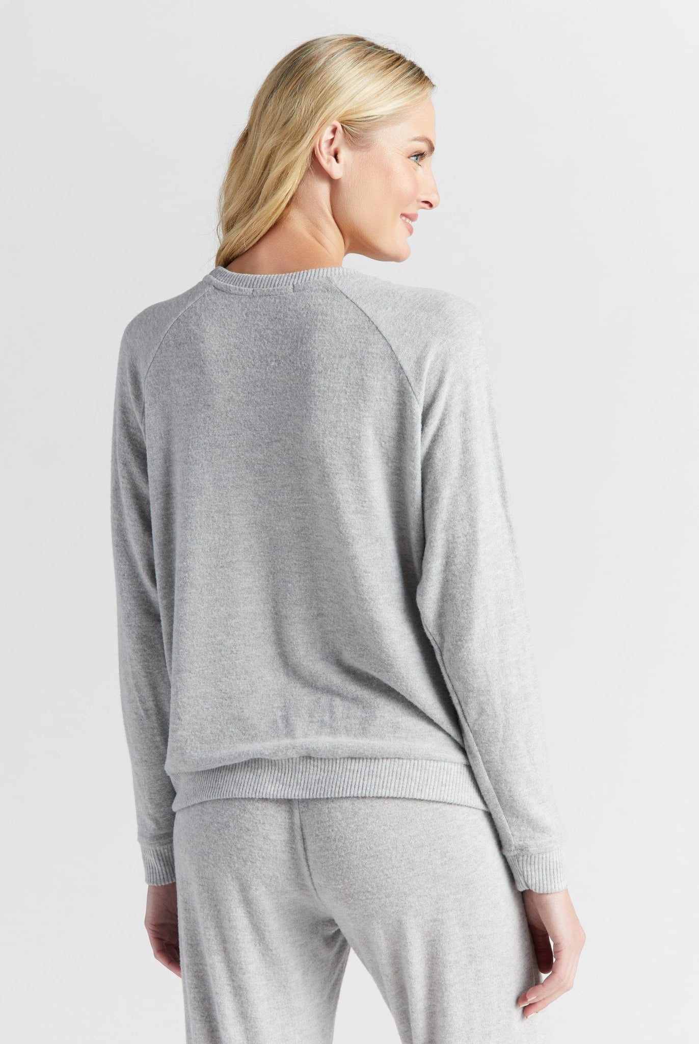 Heather Grey $|& SEAS Dreamy Hacci "Wifey" Graphic Pullover - SOF Back