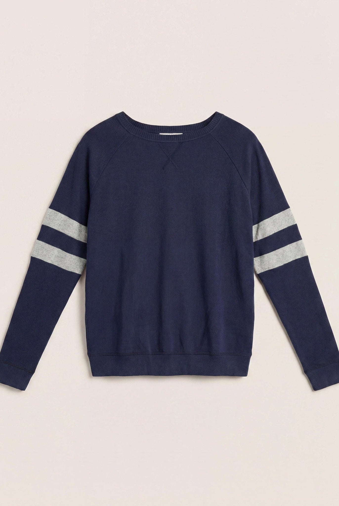 Navy/H. Grey $|& SEAS Shoreline Varsity Cozy Top - Hanger Detail