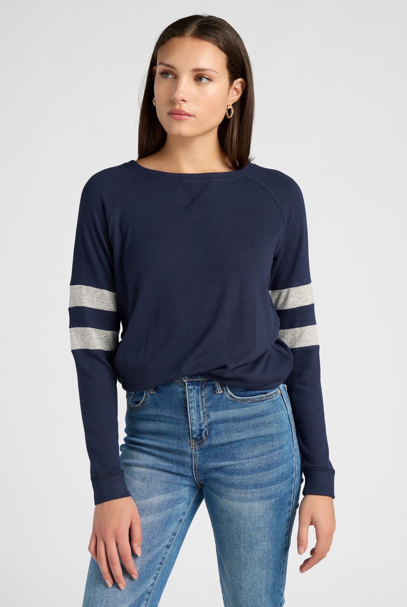 Navy/H. Grey $|& SEAS Shoreline Varsity Cozy Top - SOF Front