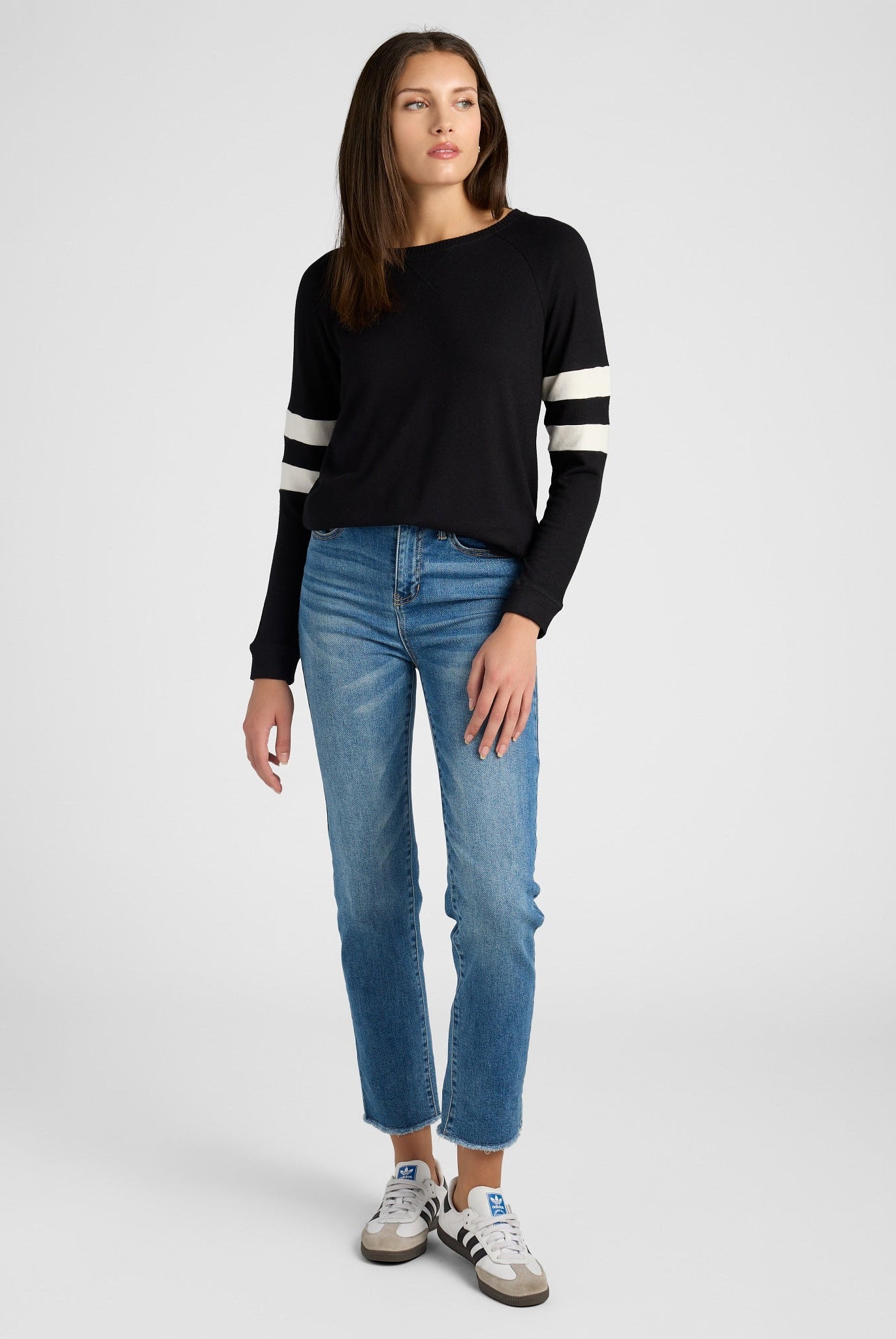 Black/Cream $|& SEAS Shoreline Varsity Cozy Top - UGC On Fig