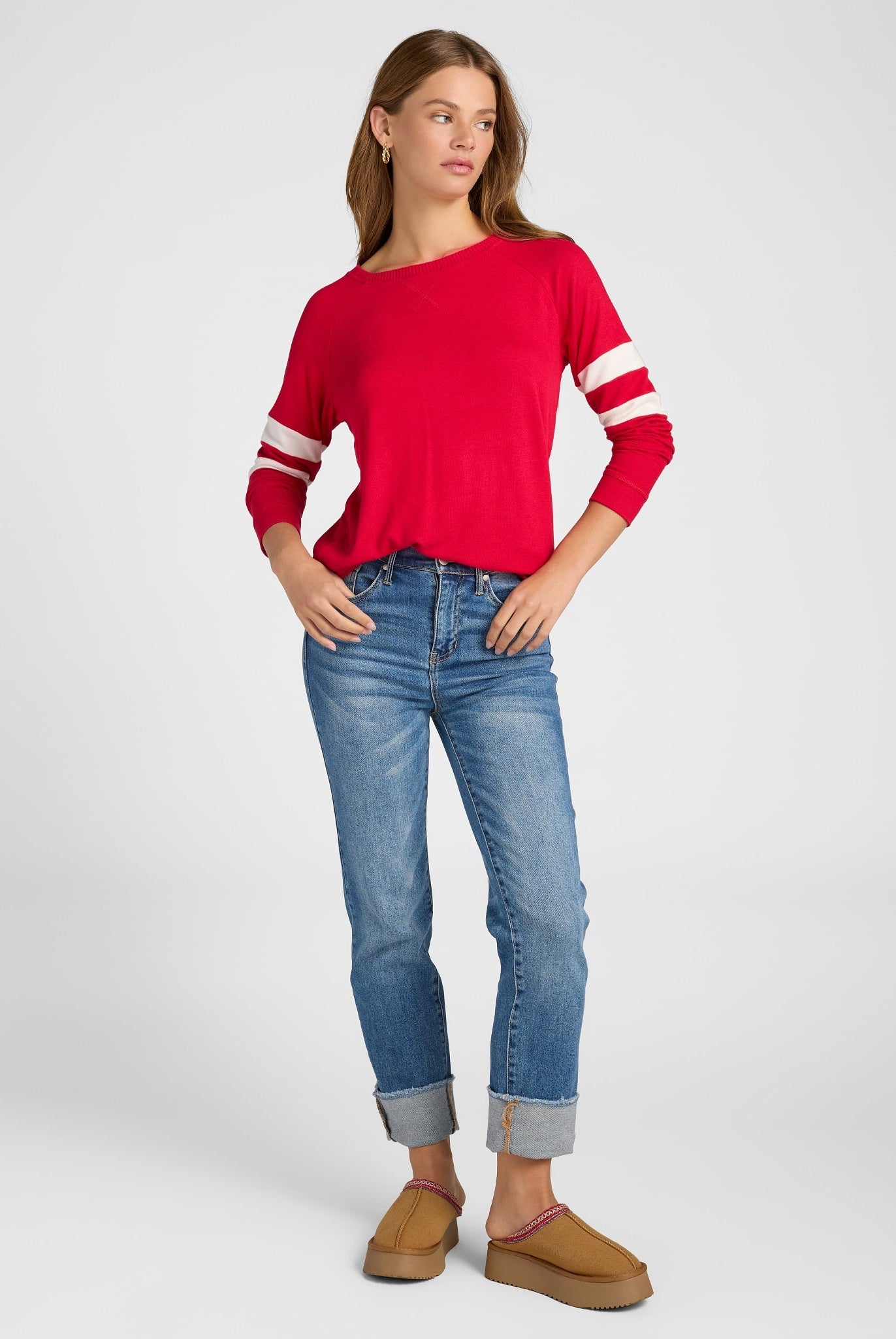 Chilipepper/Cream $|& SEAS Shoreline Varsity Cozy Top - UGC On Fig