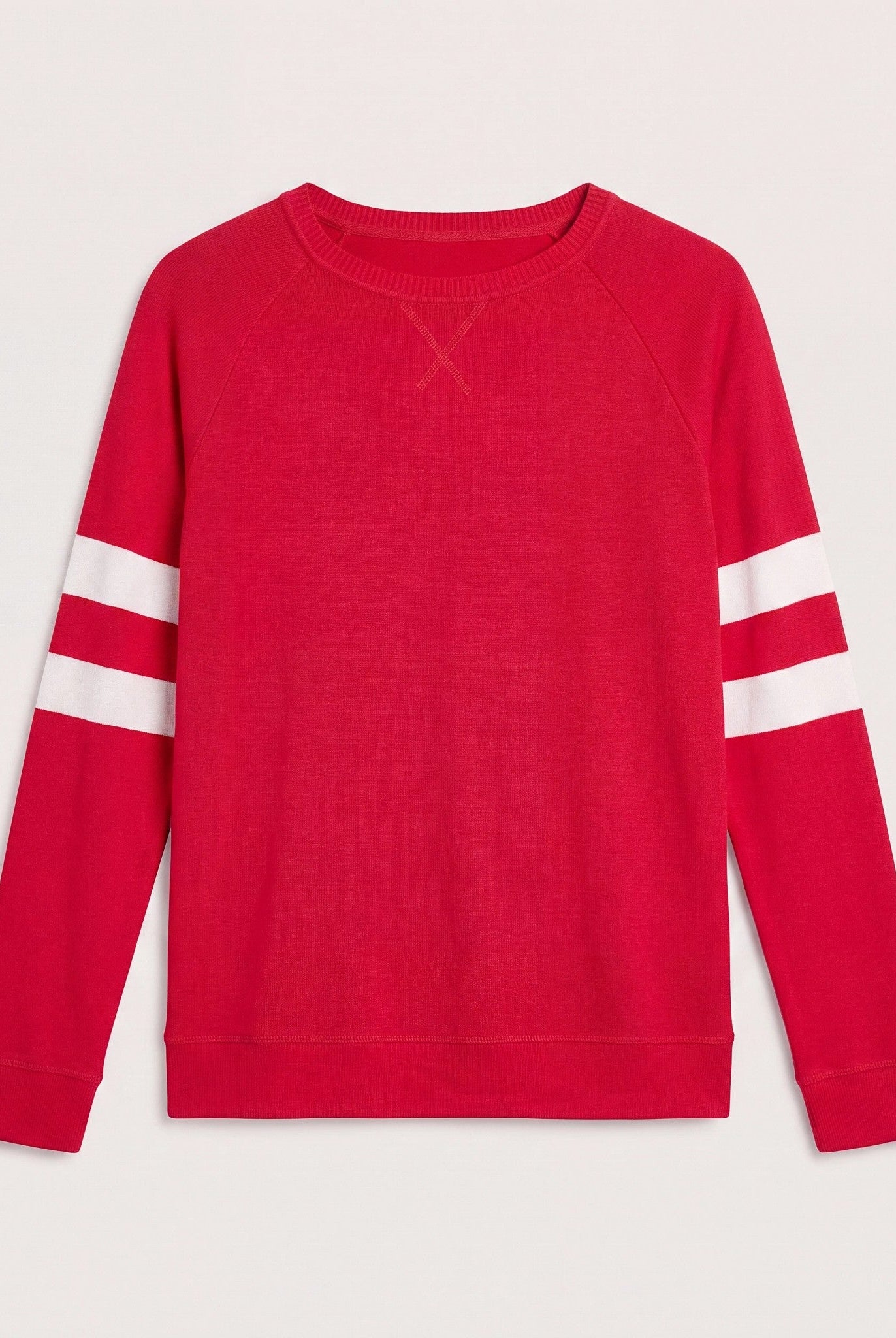 Chilipepper/Cream $|& SEAS Shoreline Varsity Cozy Top - Hanger Detail