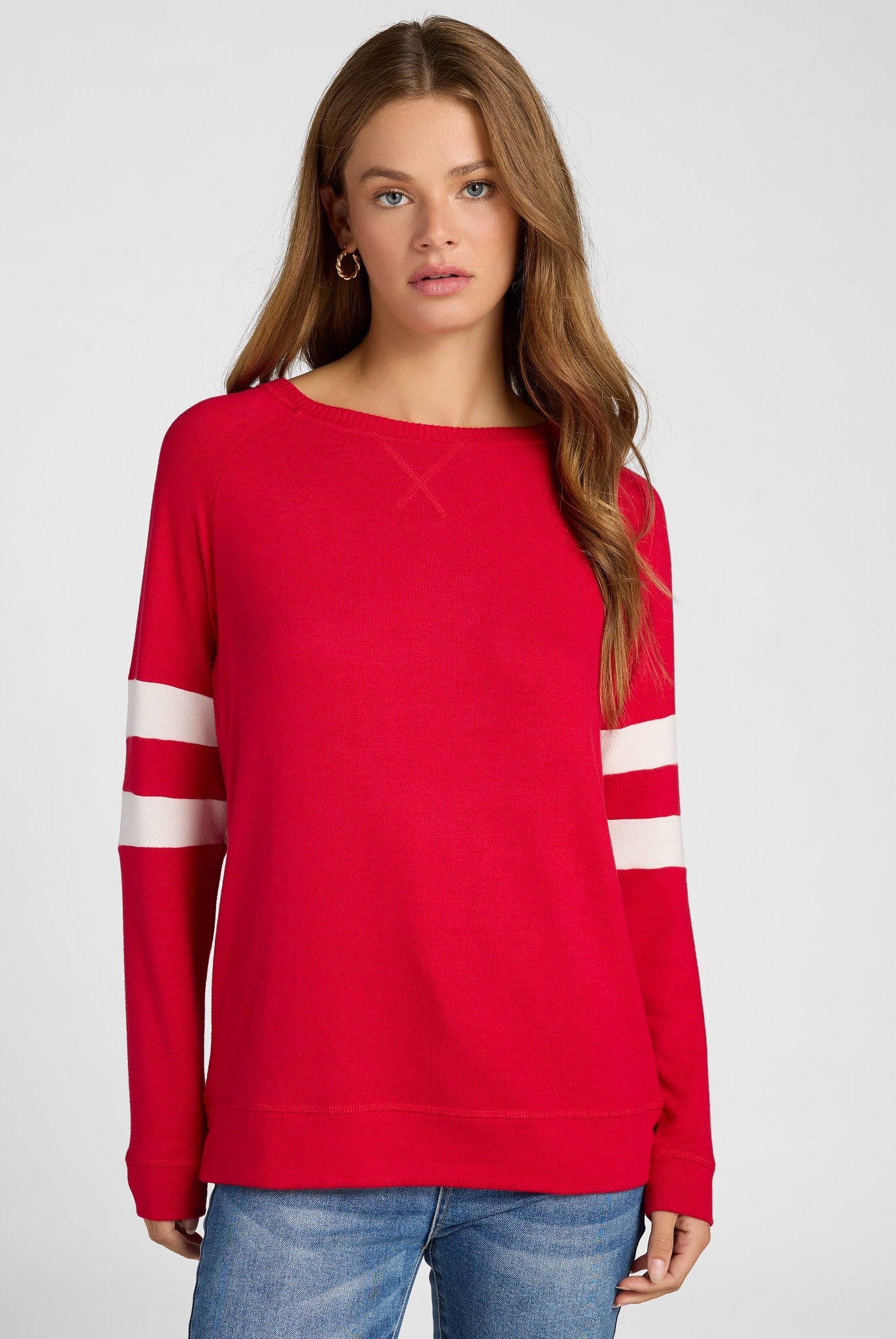 Chilipepper/Cream $|& SEAS Shoreline Varsity Cozy Top - SOF Front