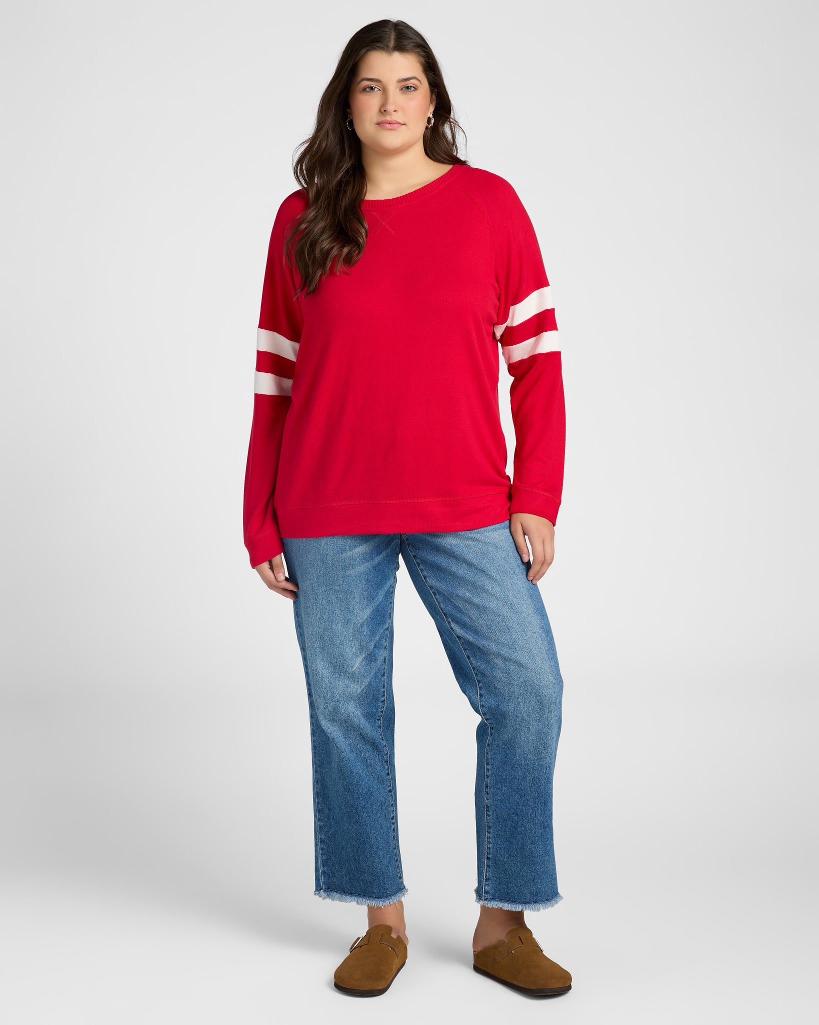 Chili Pepper/Cream $|& SEAS Shoreline Varsity Cozy Top - SOF Full Front