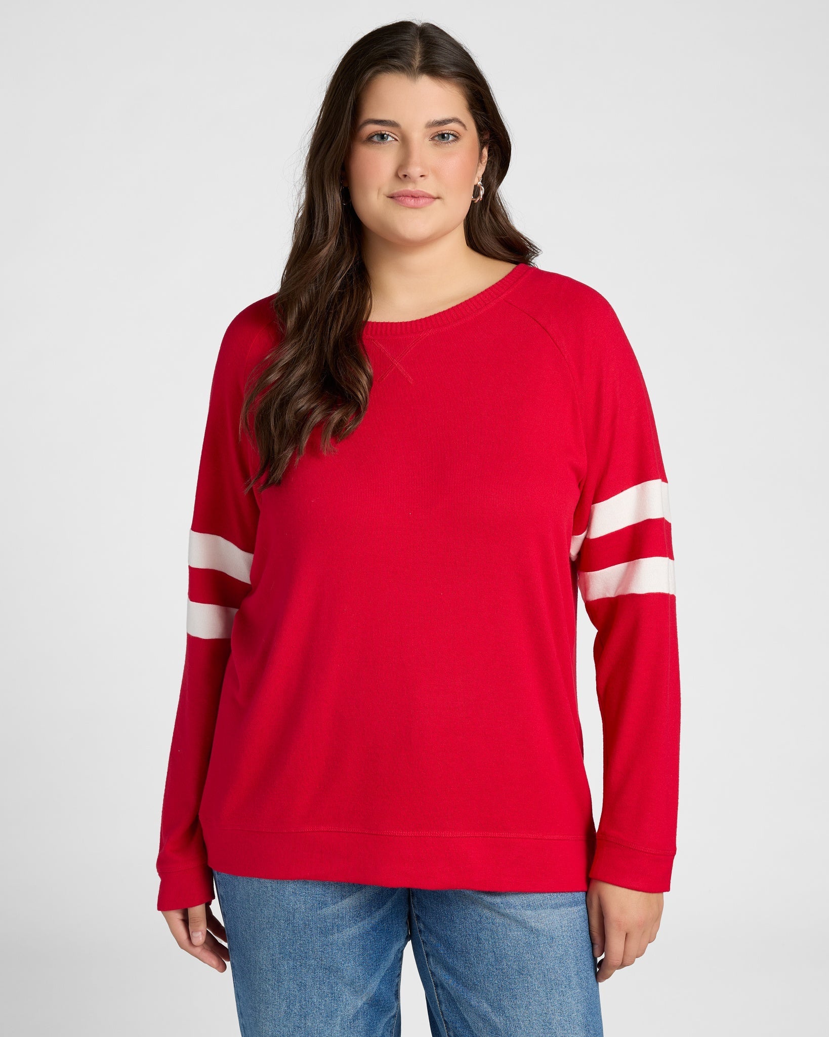 Chili Pepper/Cream $|& SEAS Shoreline Varsity Cozy Top - SOF Front