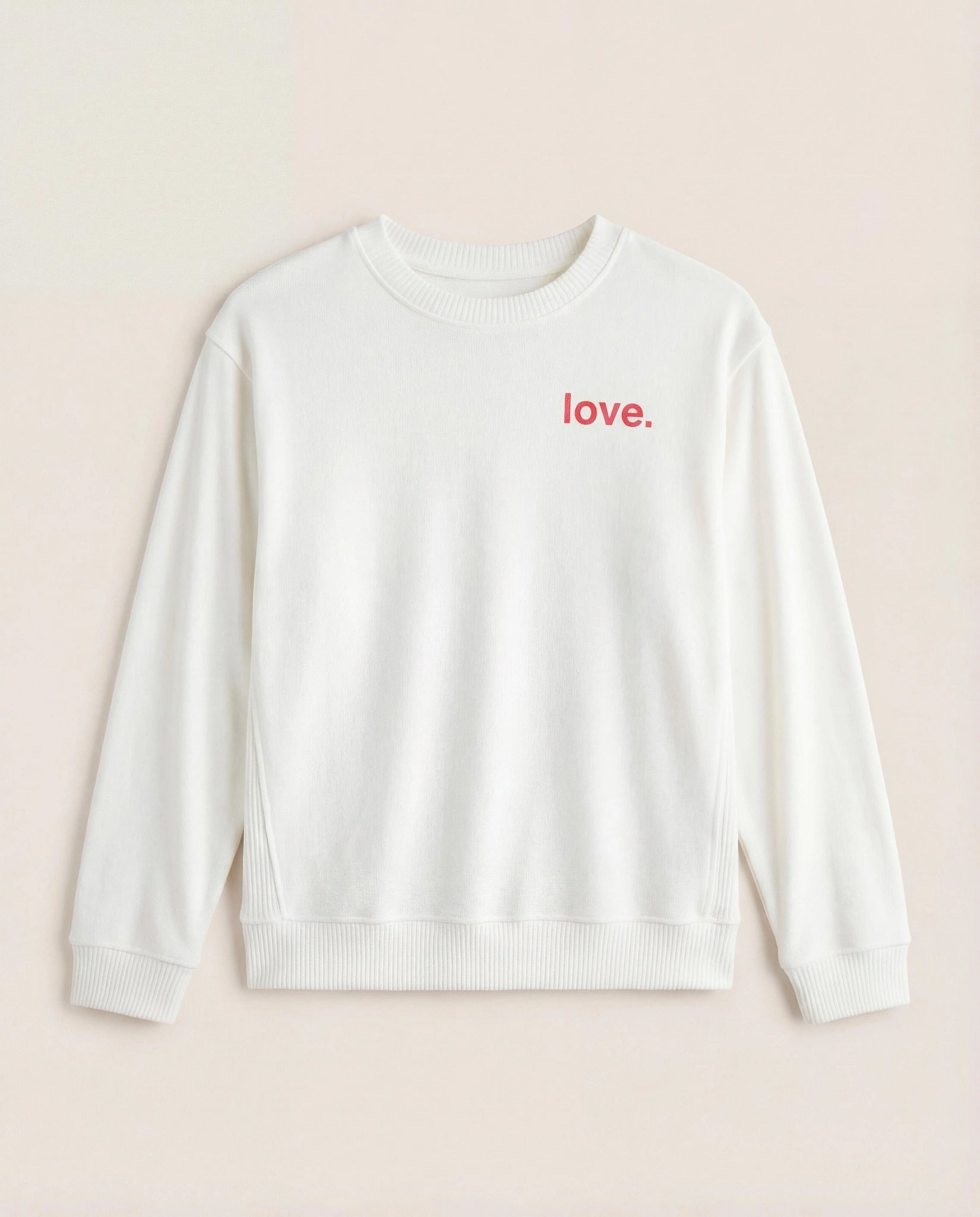 Cream $|& SEAS Shoreline Hacci "Love" Graphic Pullover - Hanger Detail