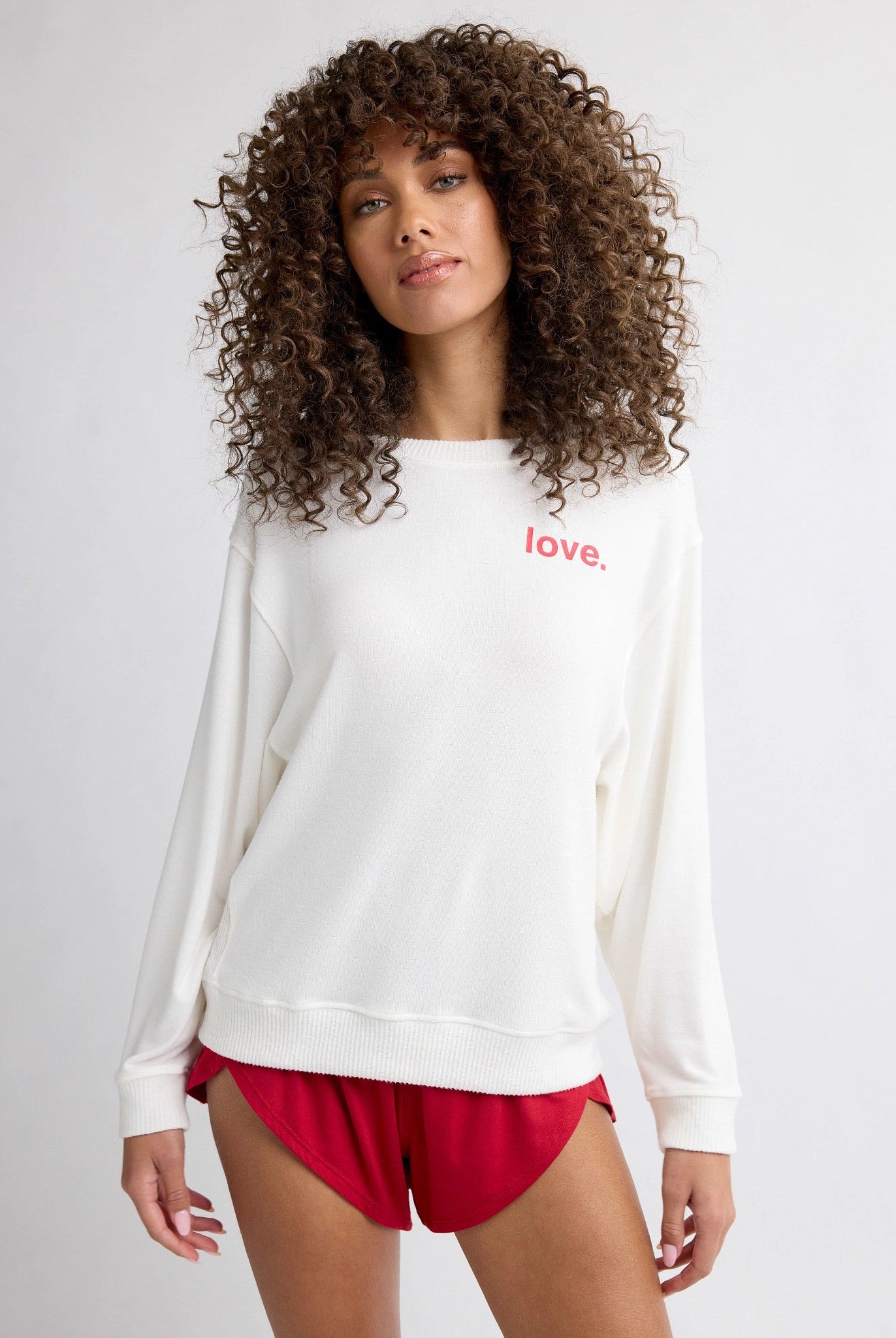 Cream $|& SEAS Shoreline Hacci "Love" Graphic Pullover - SOF Front