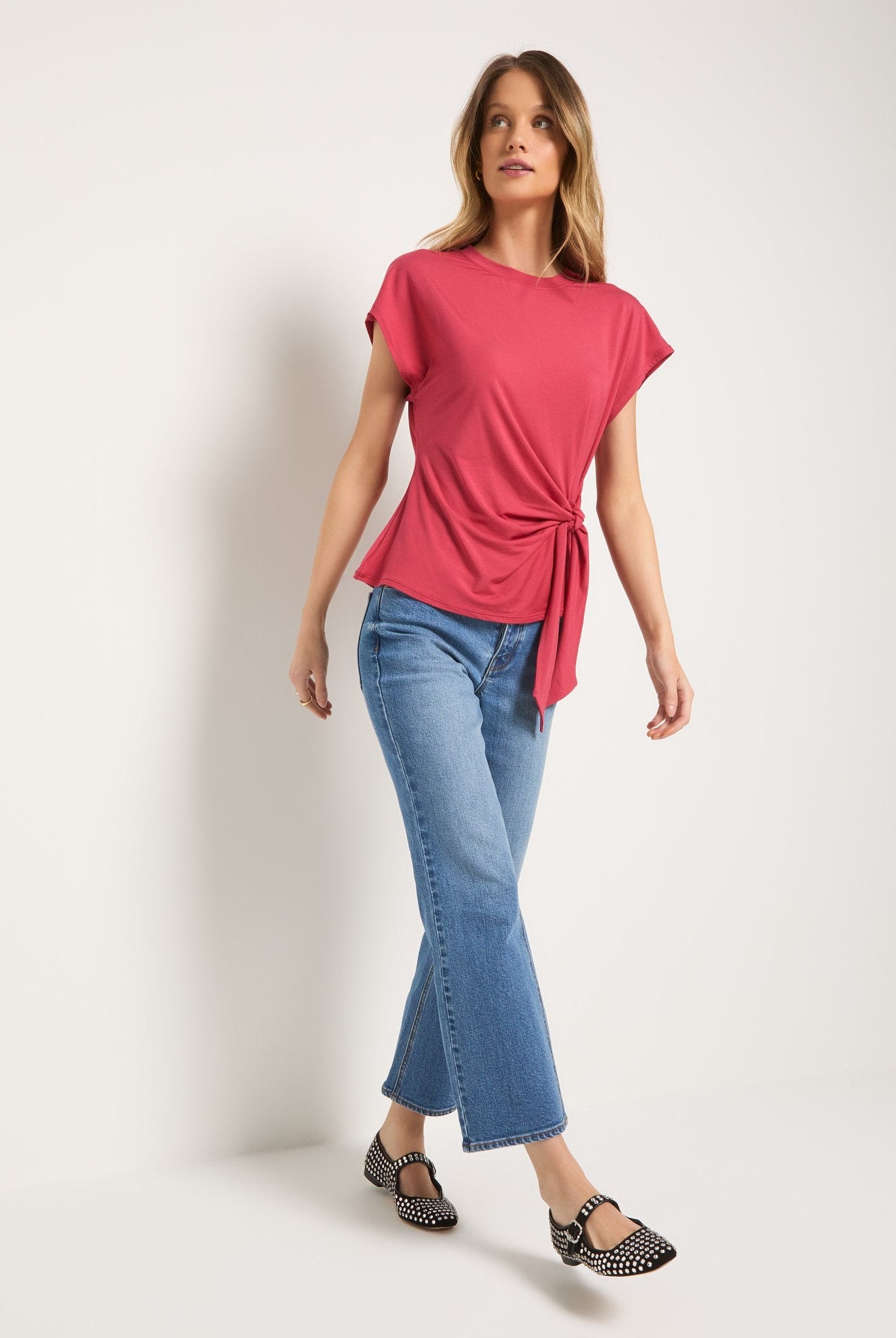 Soft Rose $|& SEAS Tidal Tied Waist Tee - VOF Side