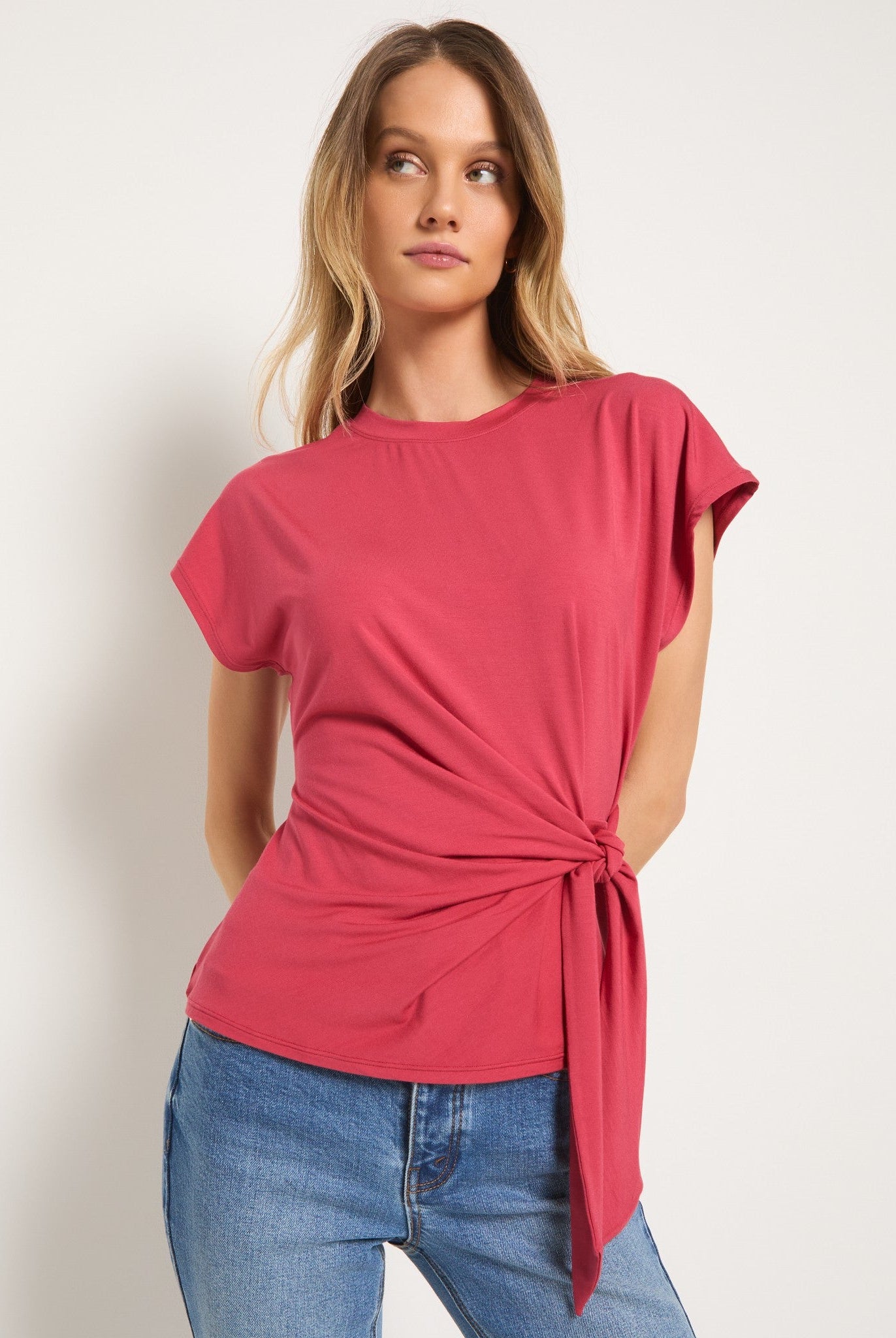 Soft Rose $|& SEAS Tidal Tied Waist Tee - SOF Front