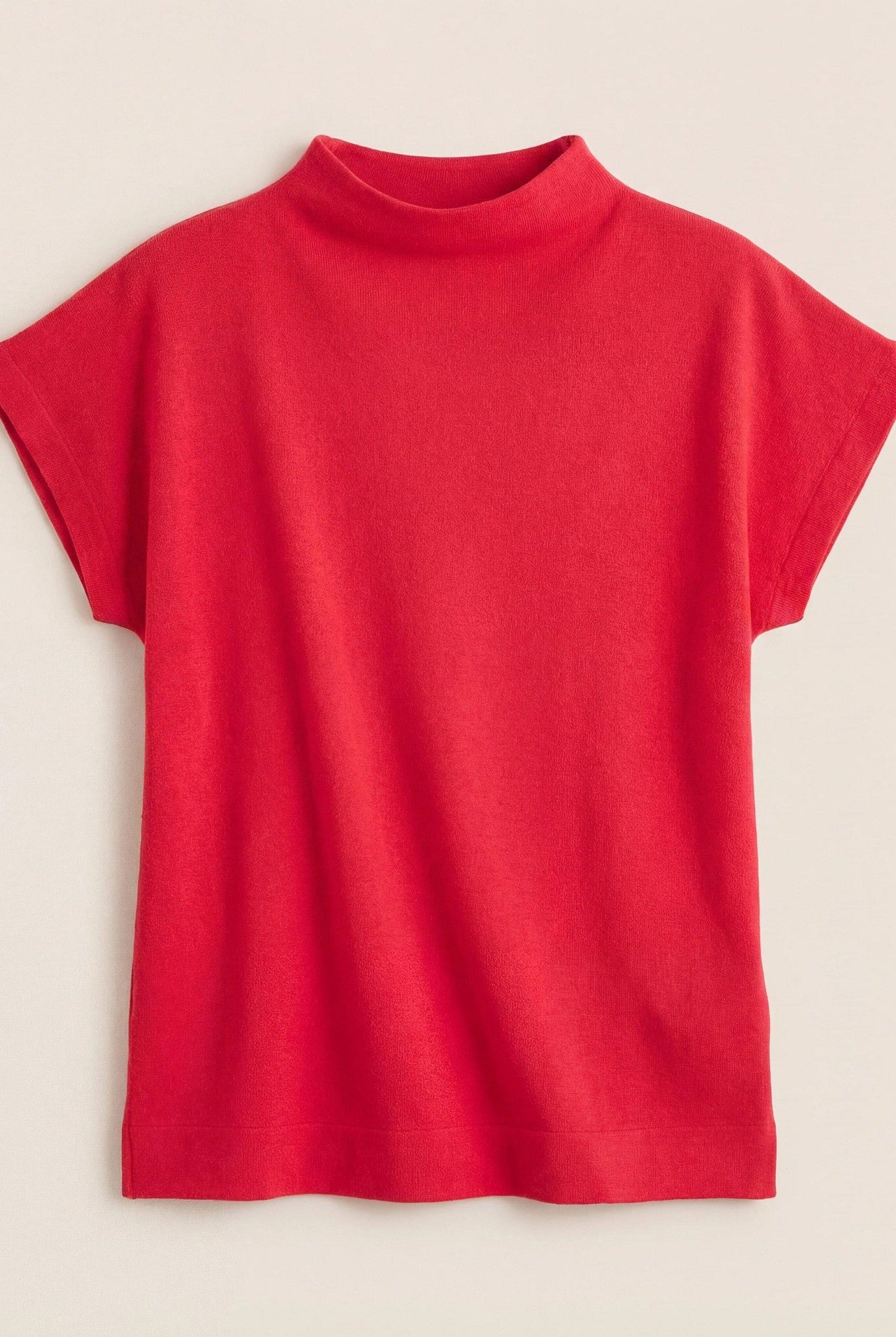 Cherry $|& SEAS Pier Funnel Neck Hacci Tee - Hanger Detail