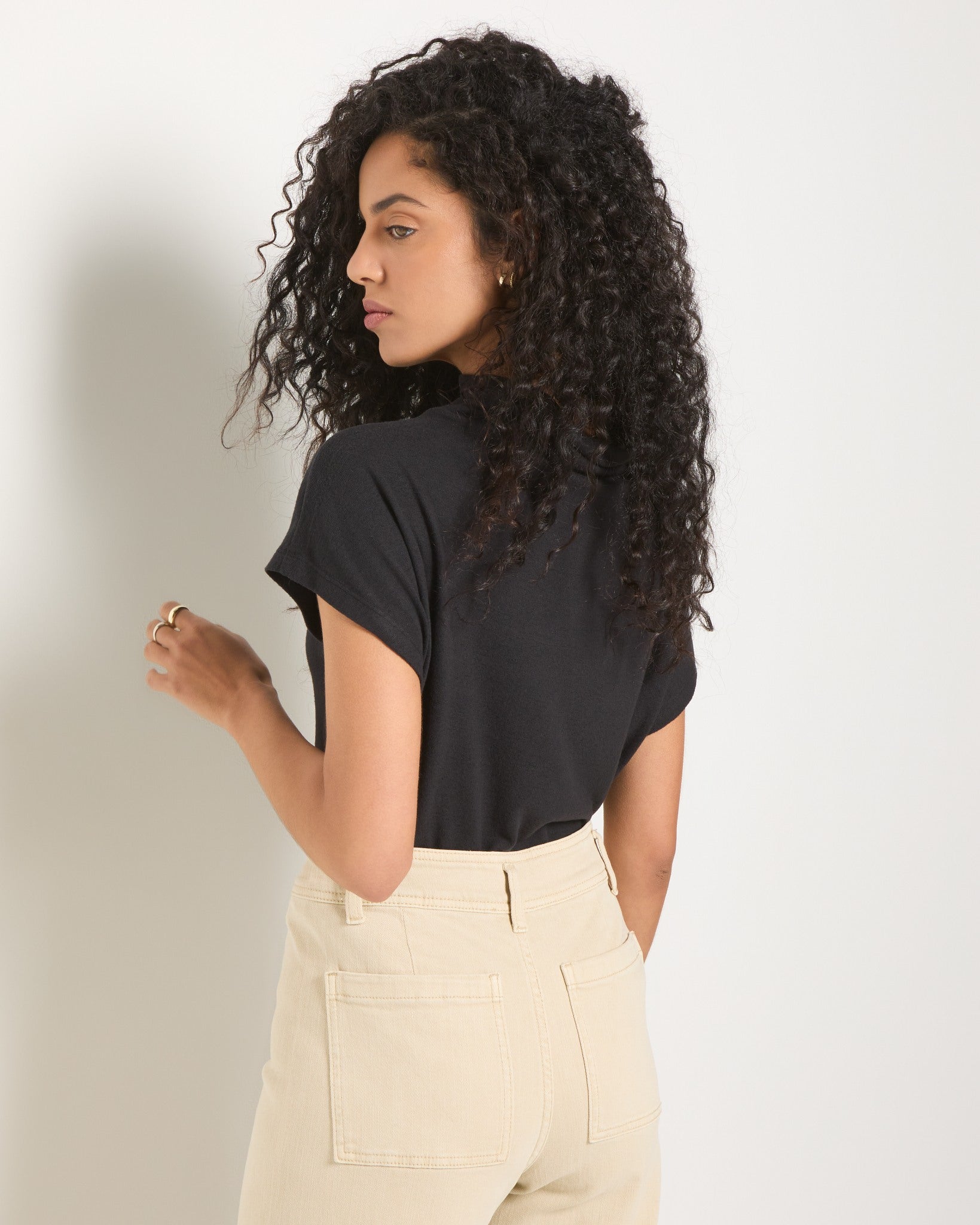 Black $|& SEAS Pier Funnel Neck Hacci Tee - SOF Back