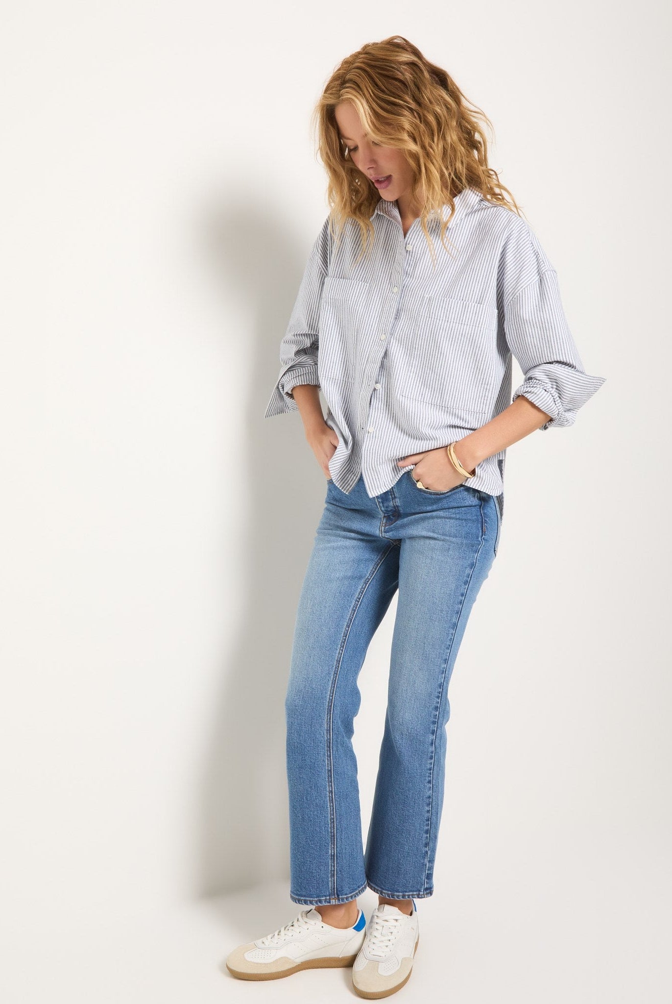 Mariner Midnight Stripe $|& SEAS Jetty Button Up Shirt - VOF Side