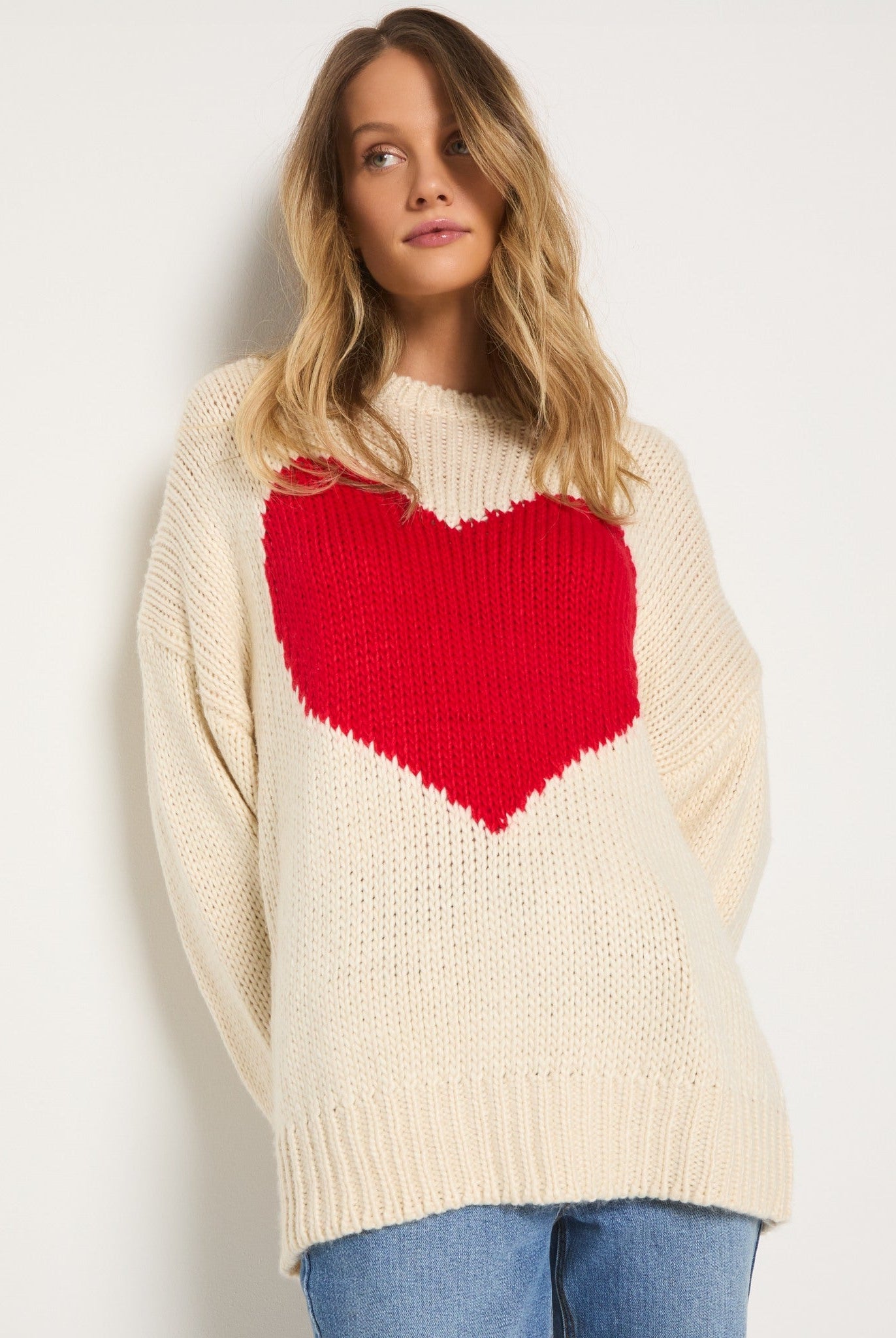 Birch $|& SEAS Amour Heart Crew Neck Sweater - SOF Back