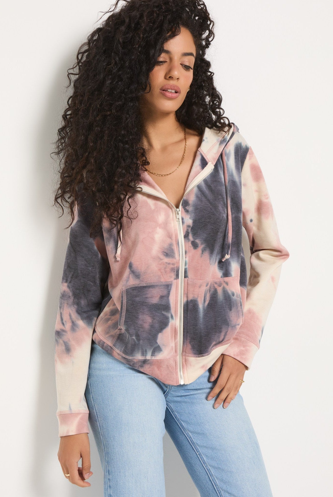 Beachy Blush Tie Dye $|& SEAS Union Square Tie Dye French Terry Zip - SOF Back
