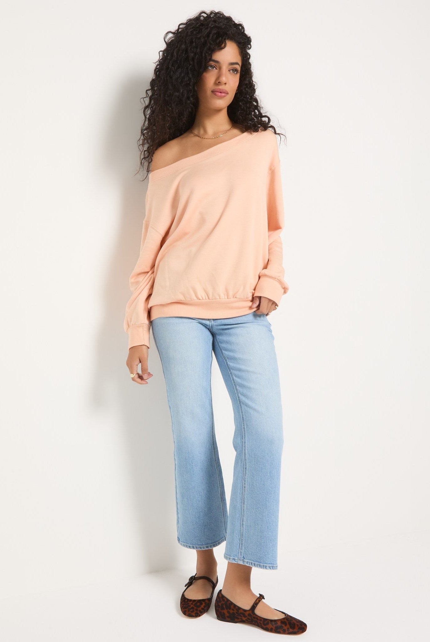 Beachy Blush $|& SEAS Brooksville One Shoulder Sweatshirt - SOF Front