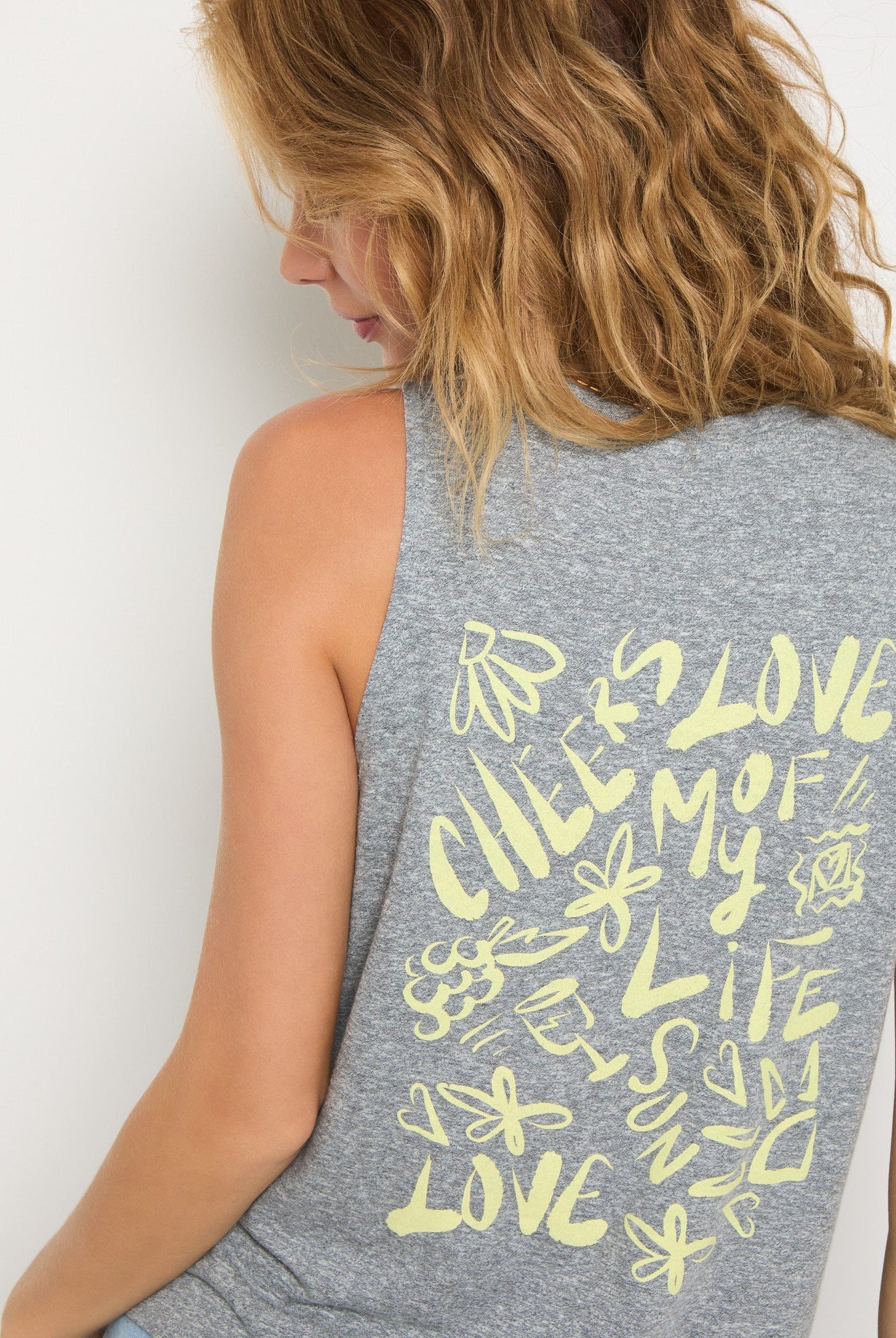 Heather Grey $|& SEAS Grace Fleur Muscle Tank - VOF Side
