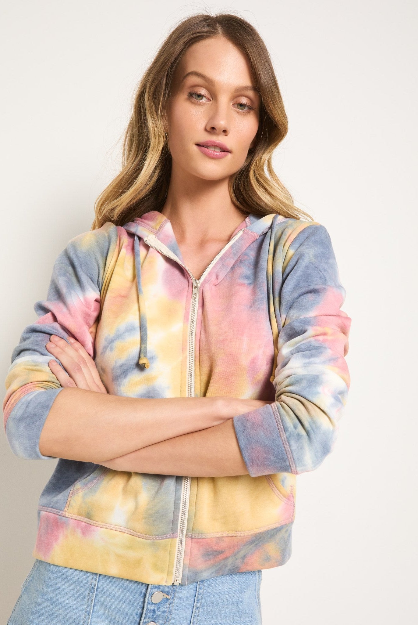 Butter Printed Tie Dye $|& SEAS Union Square Tie Dye French Terry Zip - SOF Front