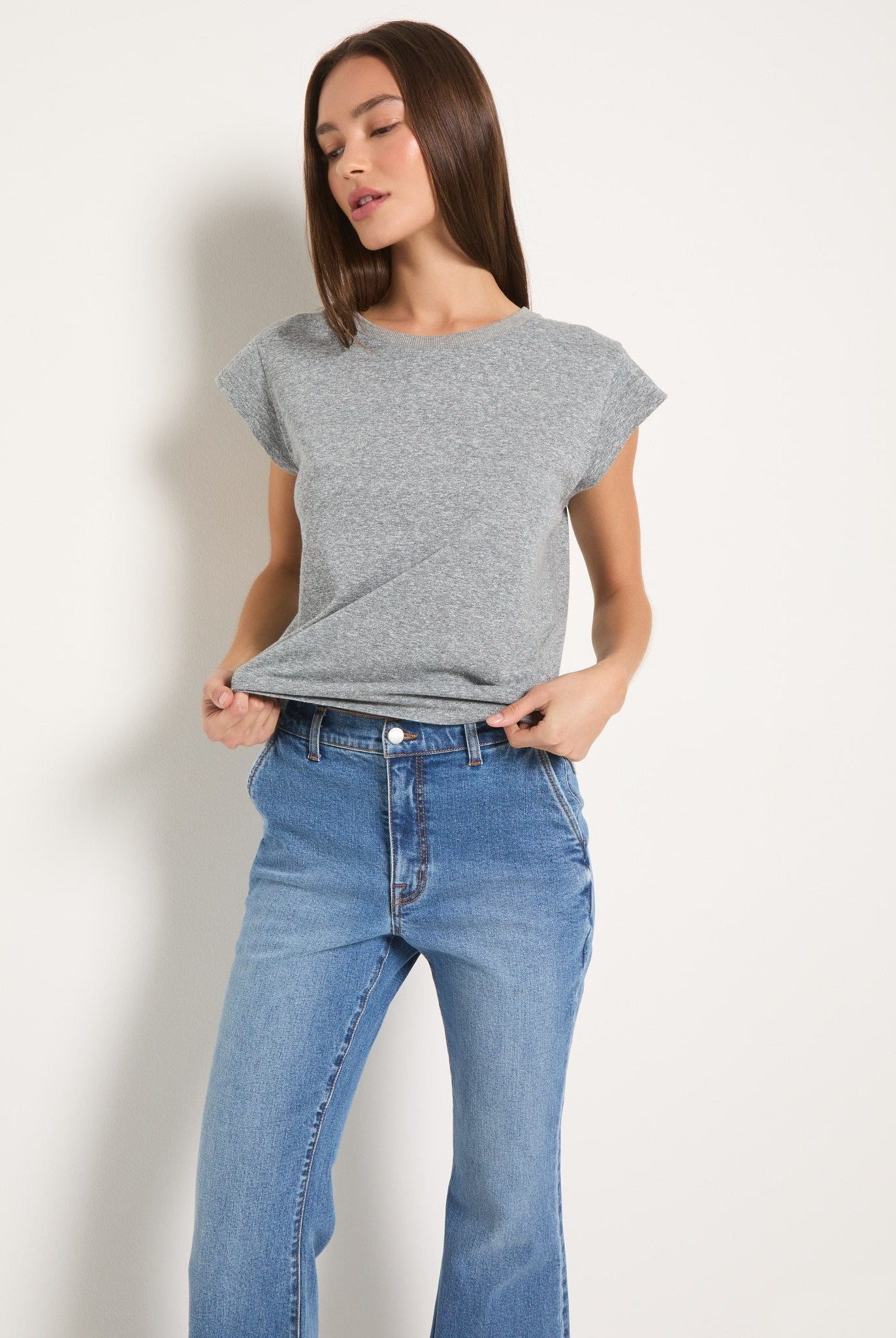 Heather Grey $|& SEAS Tides Winged Muscle Tank - VOF Front