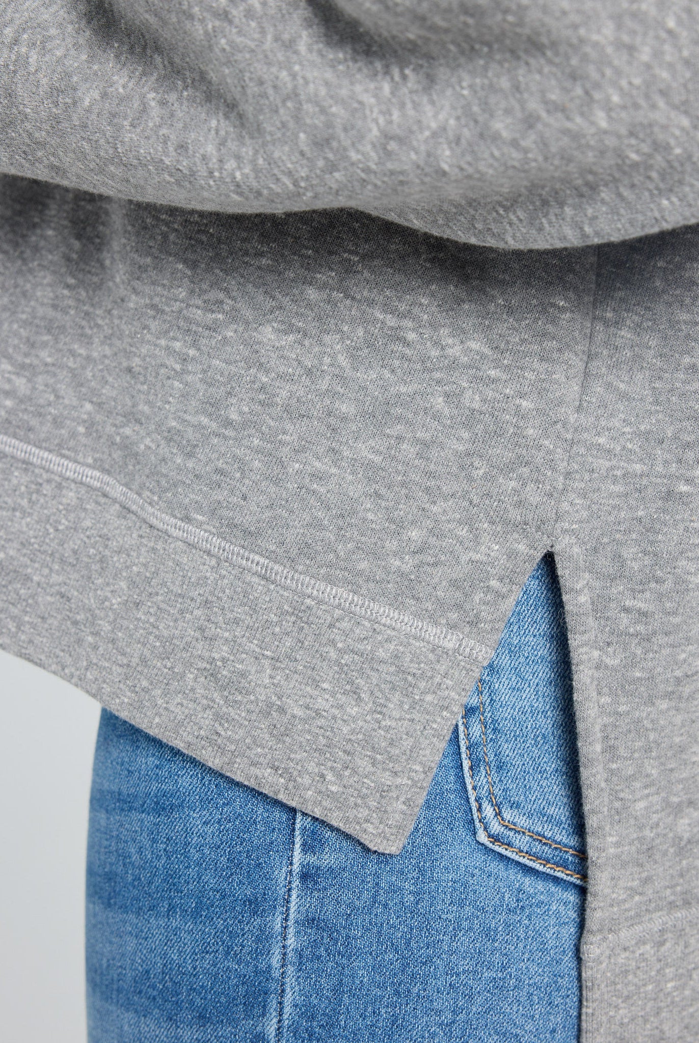 Heather Grey $|& SEAS Waves Step Hem Sweatshirt - SOF Full Front