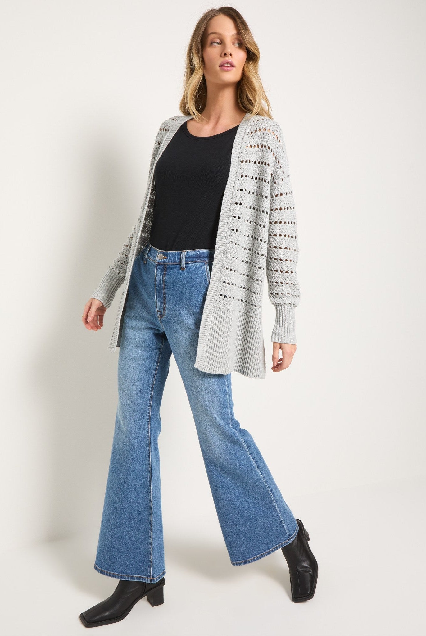 Blue Ash $|& SEAS Oasis Crochet Cardigan - UGC On Fig