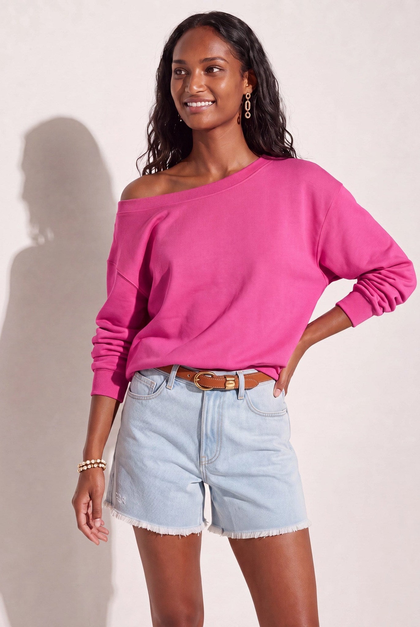 Rouge $|& SEAS Brooksville One Shoulder Sweatshirt - SOF Front