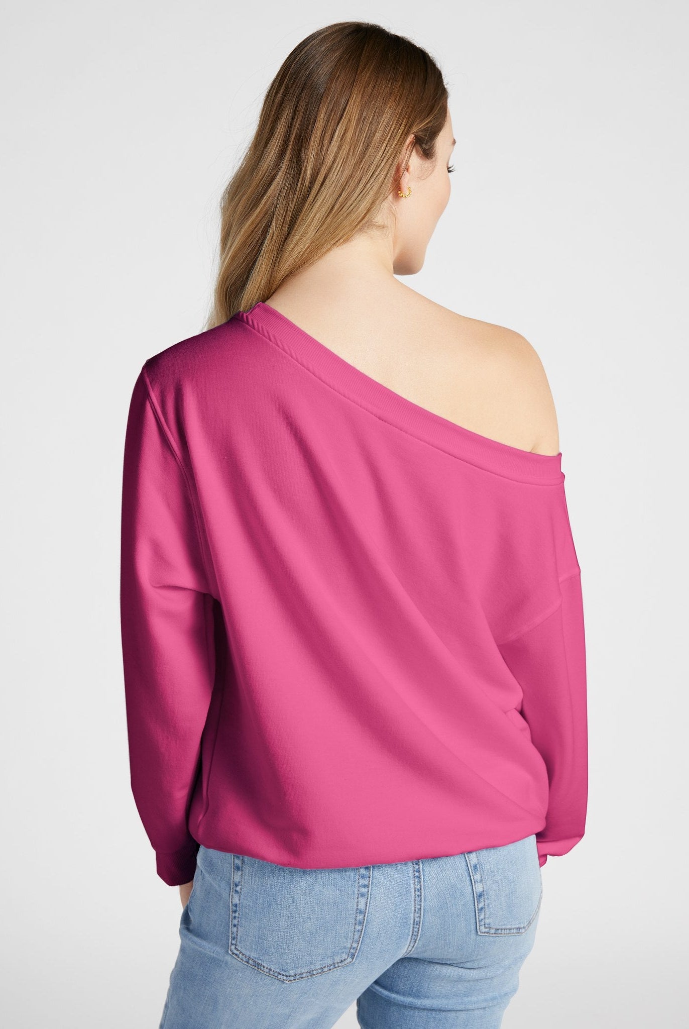 Rouge $|& SEAS Brooksville One Shoulder Sweatshirt - SOF Back