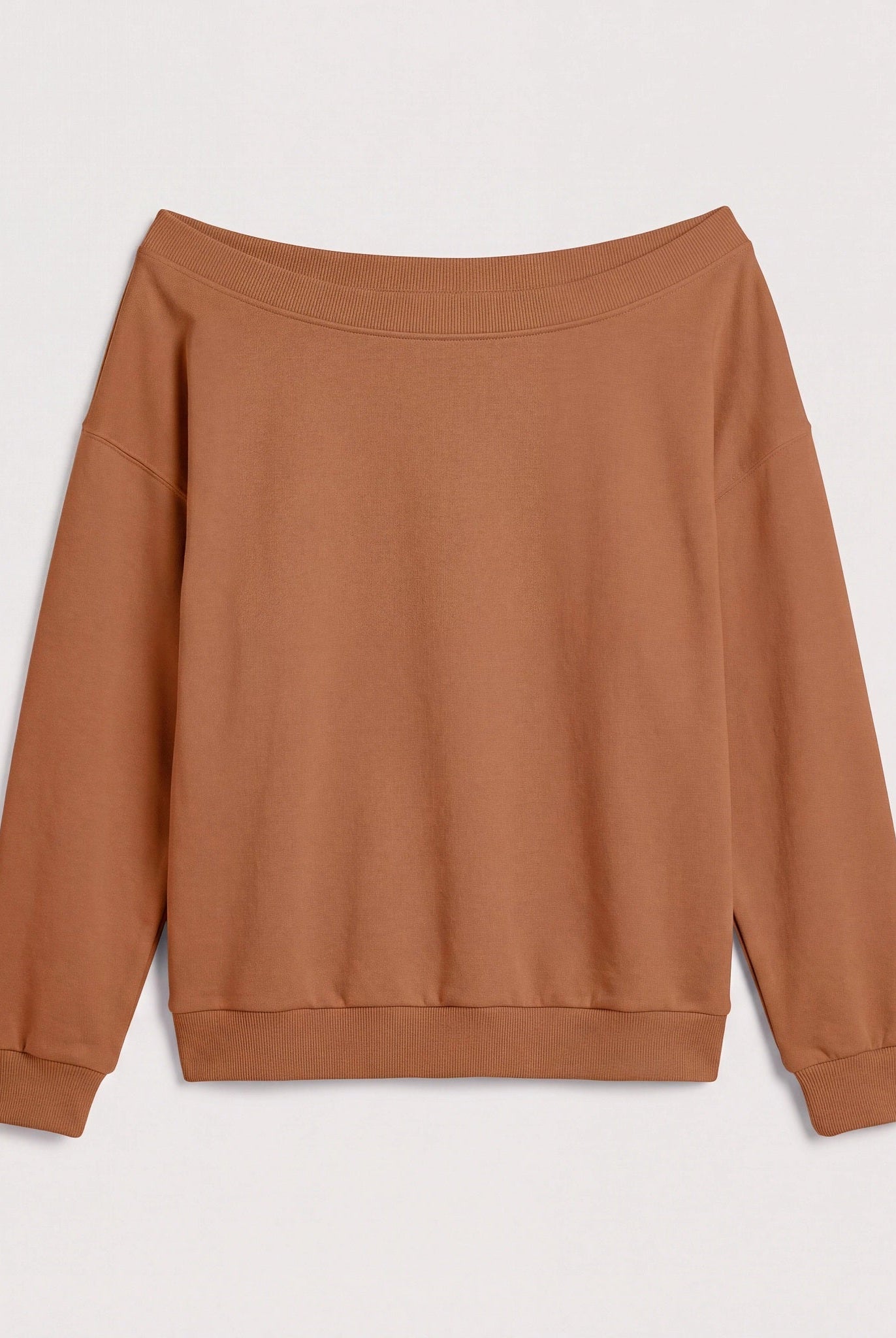 Camel $|& SEAS Brooksville One Shoulder Sweatshirt - Hanger Detail