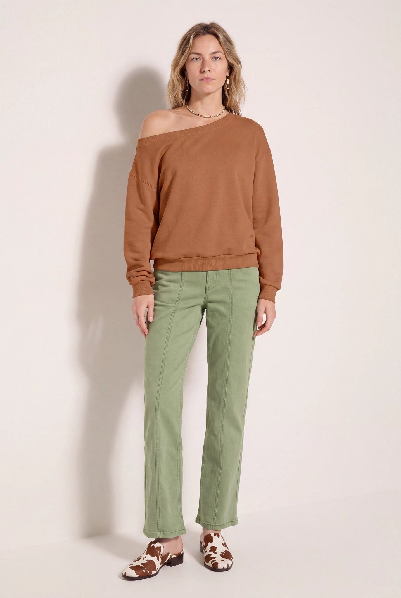 Camel $|& SEAS Brooksville One Shoulder Sweatshirt - UGC On Fig
