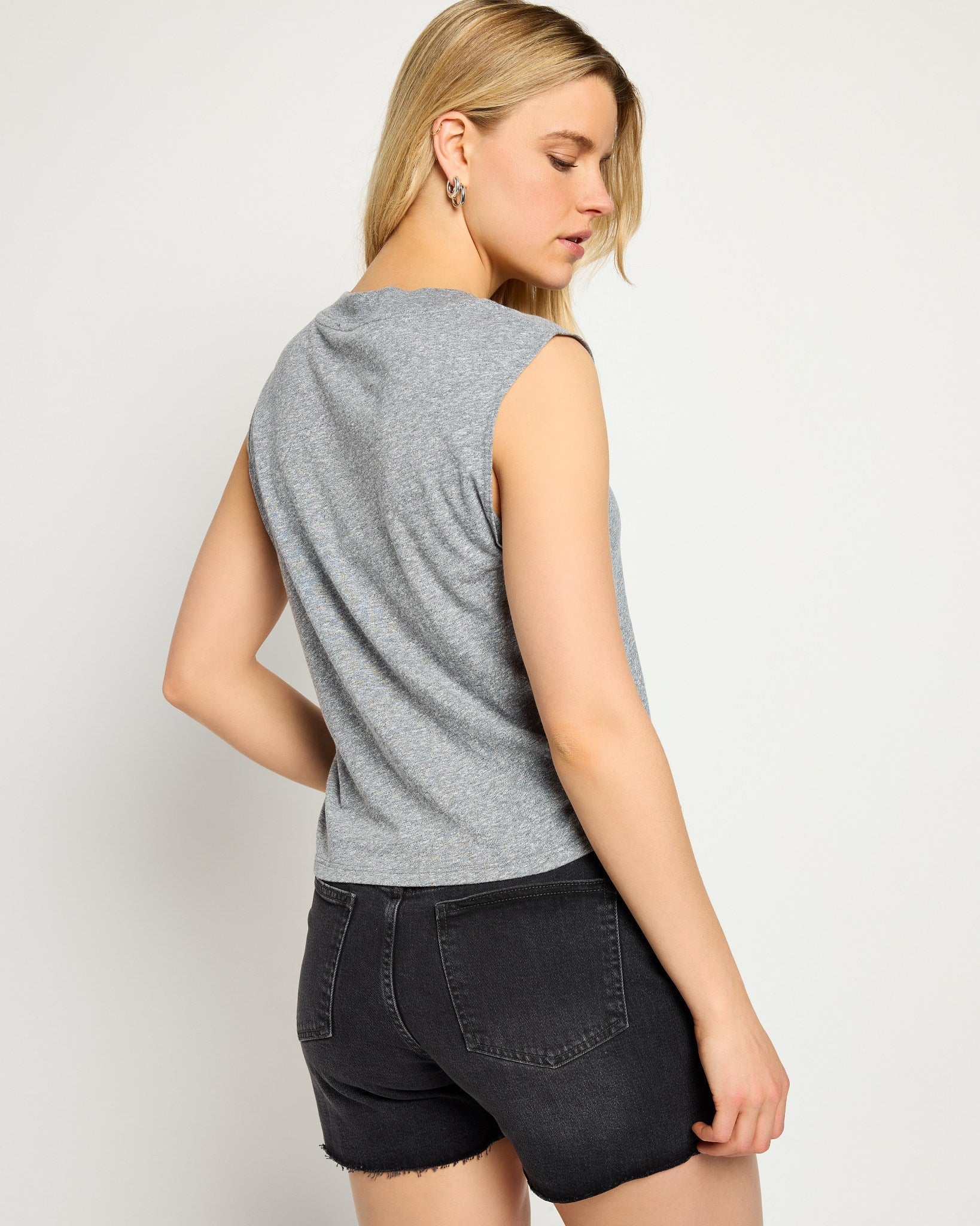 Heather Grey $|& SEAS Sol V-Neck Tank - SOF Back