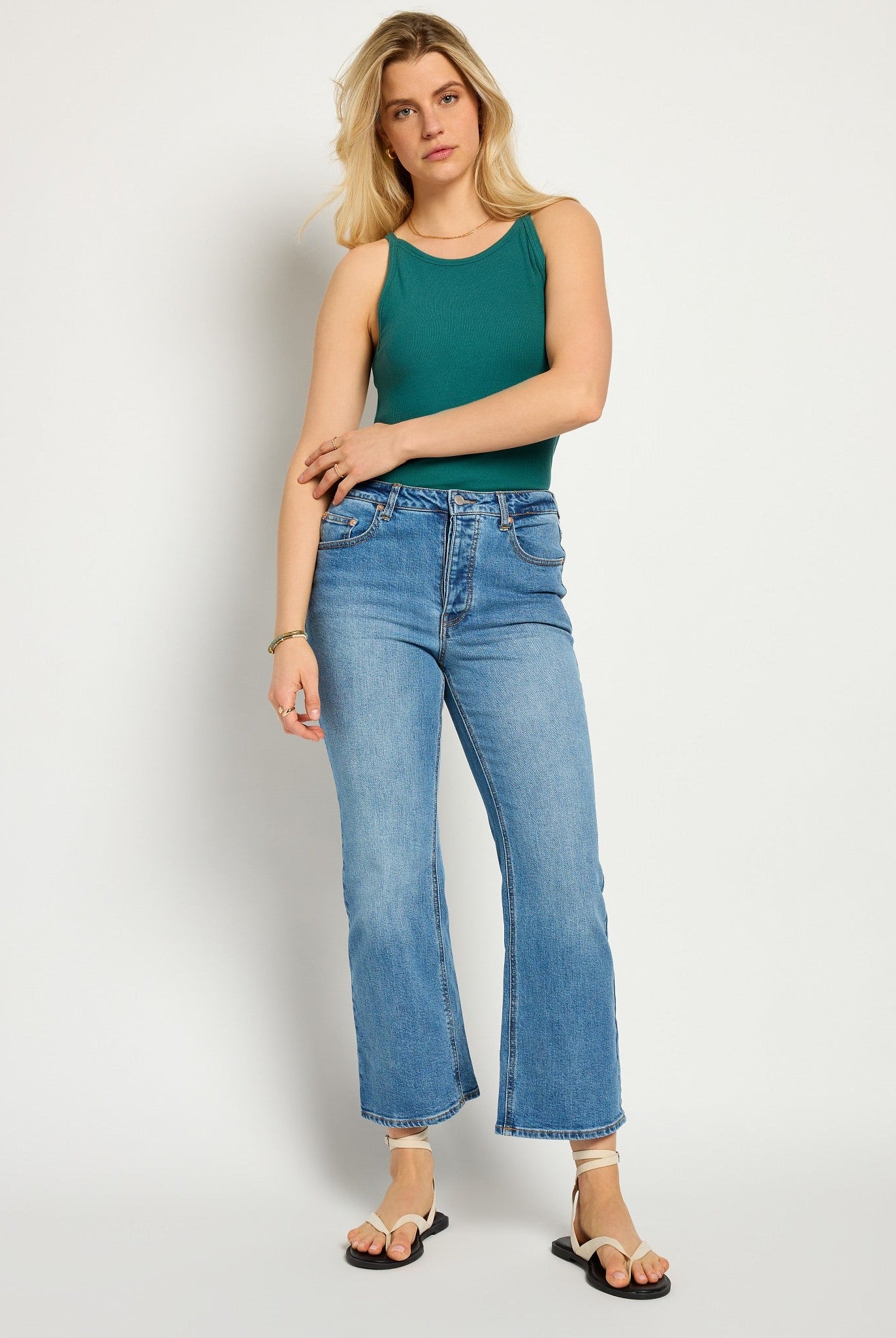 Deep Teal $|& SEAS Laurel Ribbed Shelf Bra Tank - SOF Side