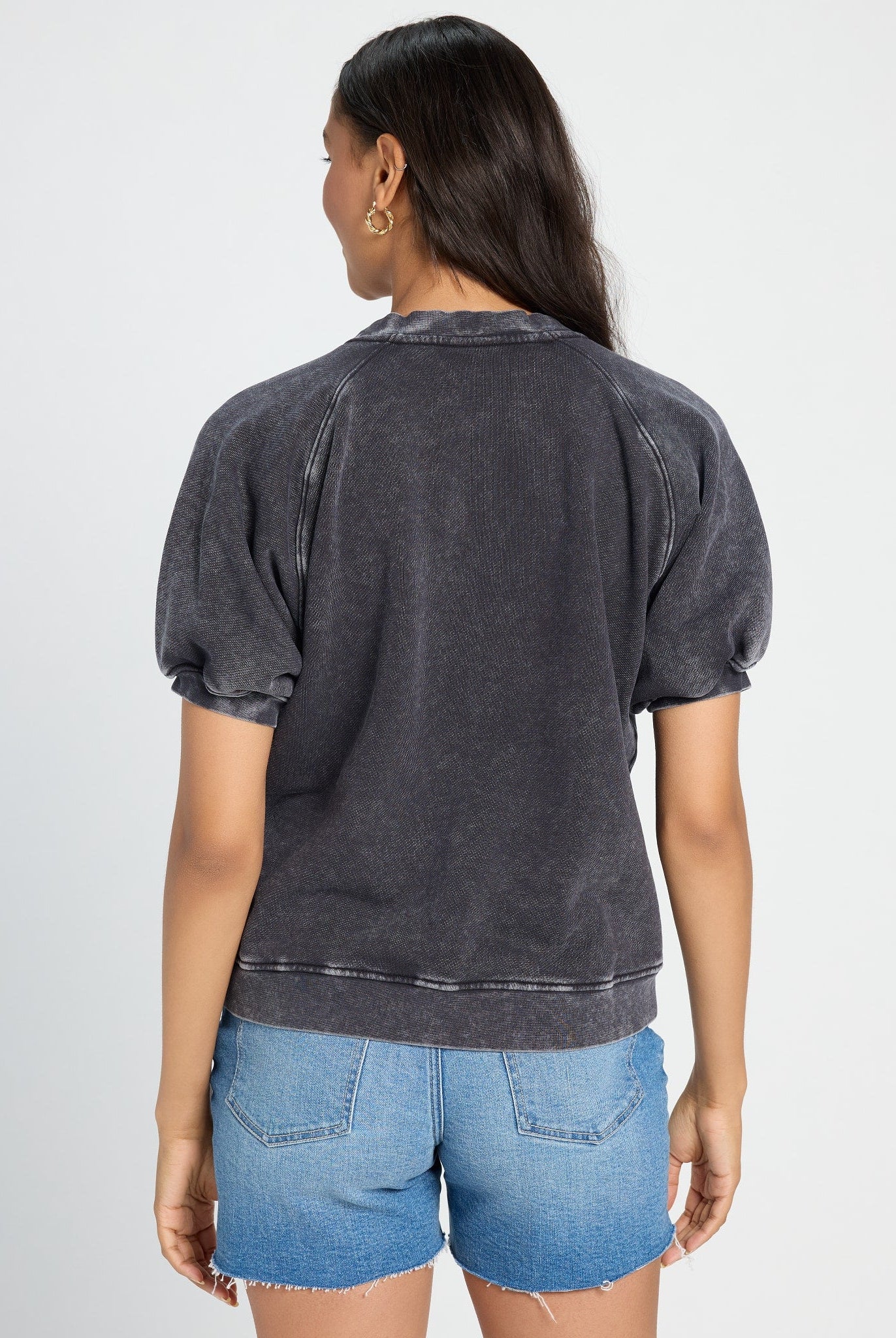 Washed Black $|& SEAS Sundeck Short Sleeve Sweatshirt - SOF Back