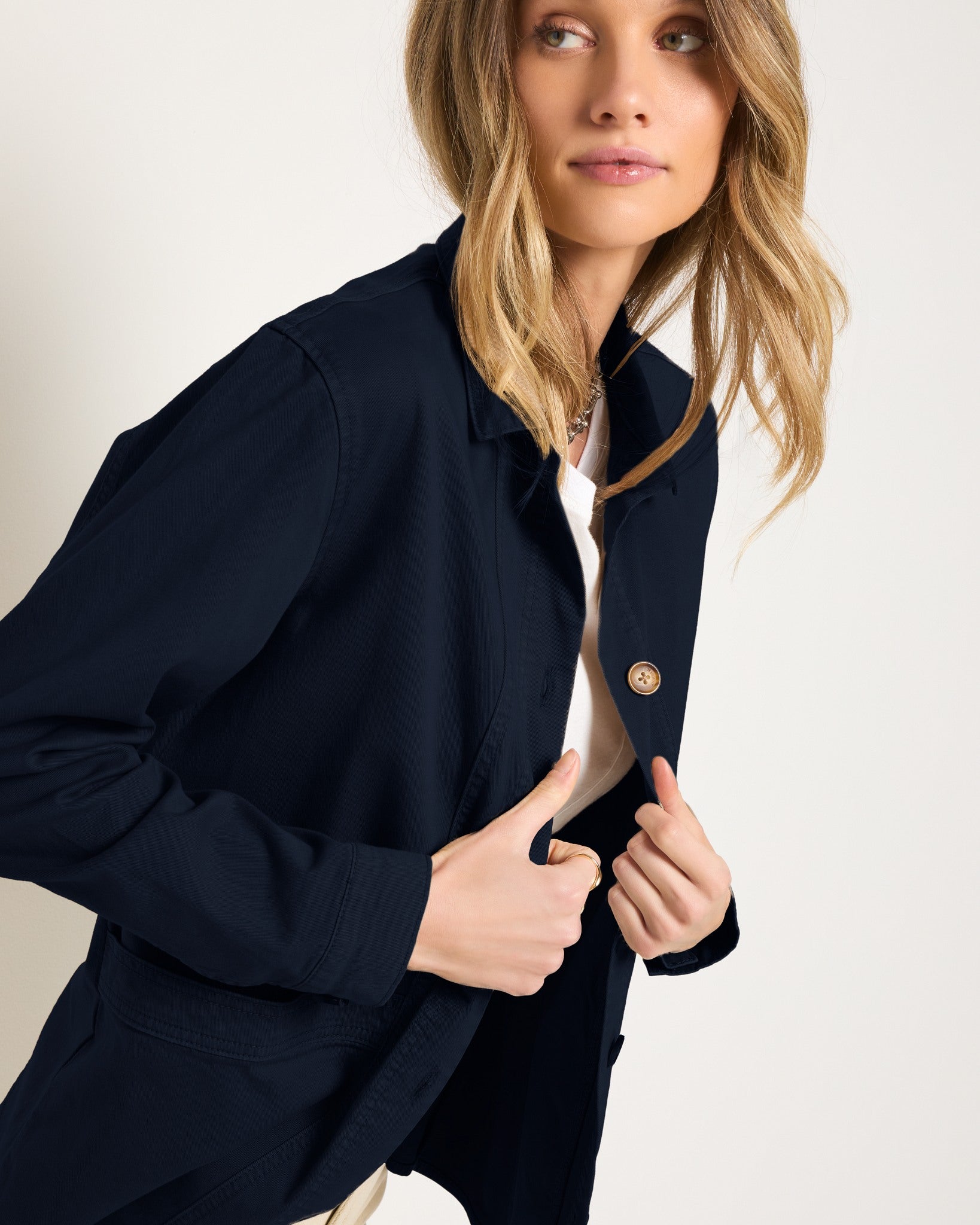 Washed Mariner Midnight $|& SEAS Pierside Twill Chore Jacket - SOF Full Front