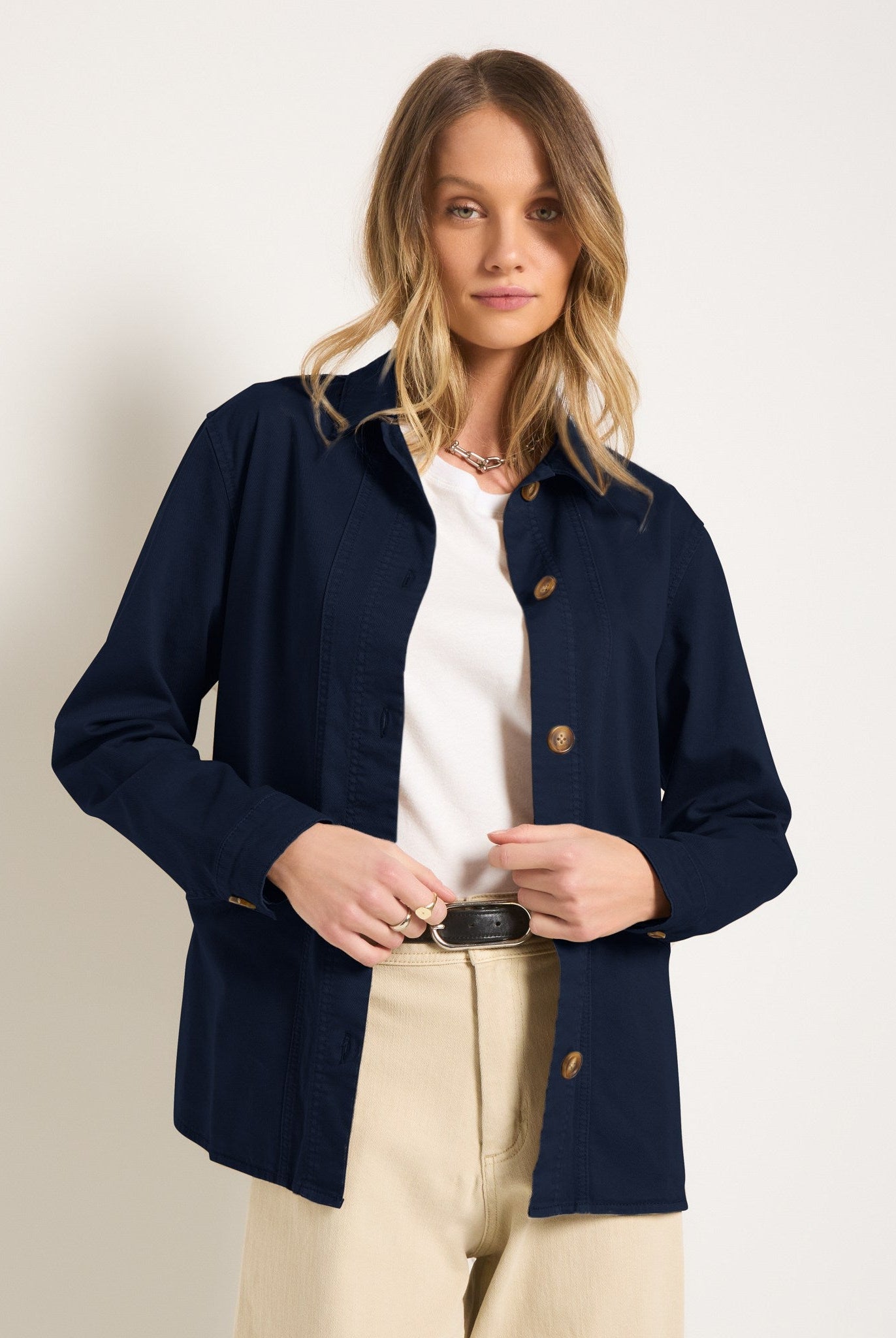 Washed Mariner Midnight $|& SEAS Pierside Twill Chore Jacket - VOF Front