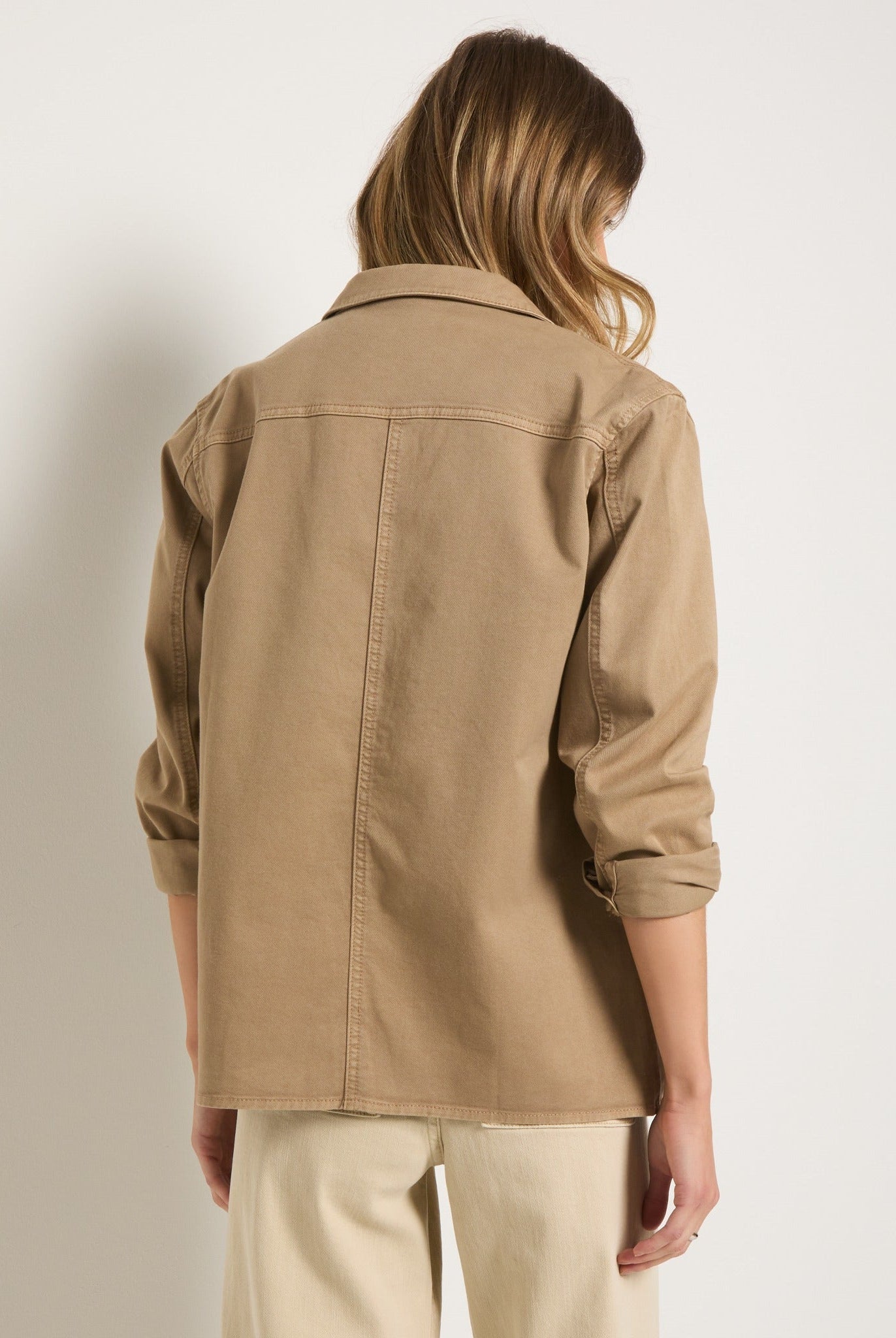 Washed Khaki $|& SEAS Pierside Twill Chore Jacket - SOF Back