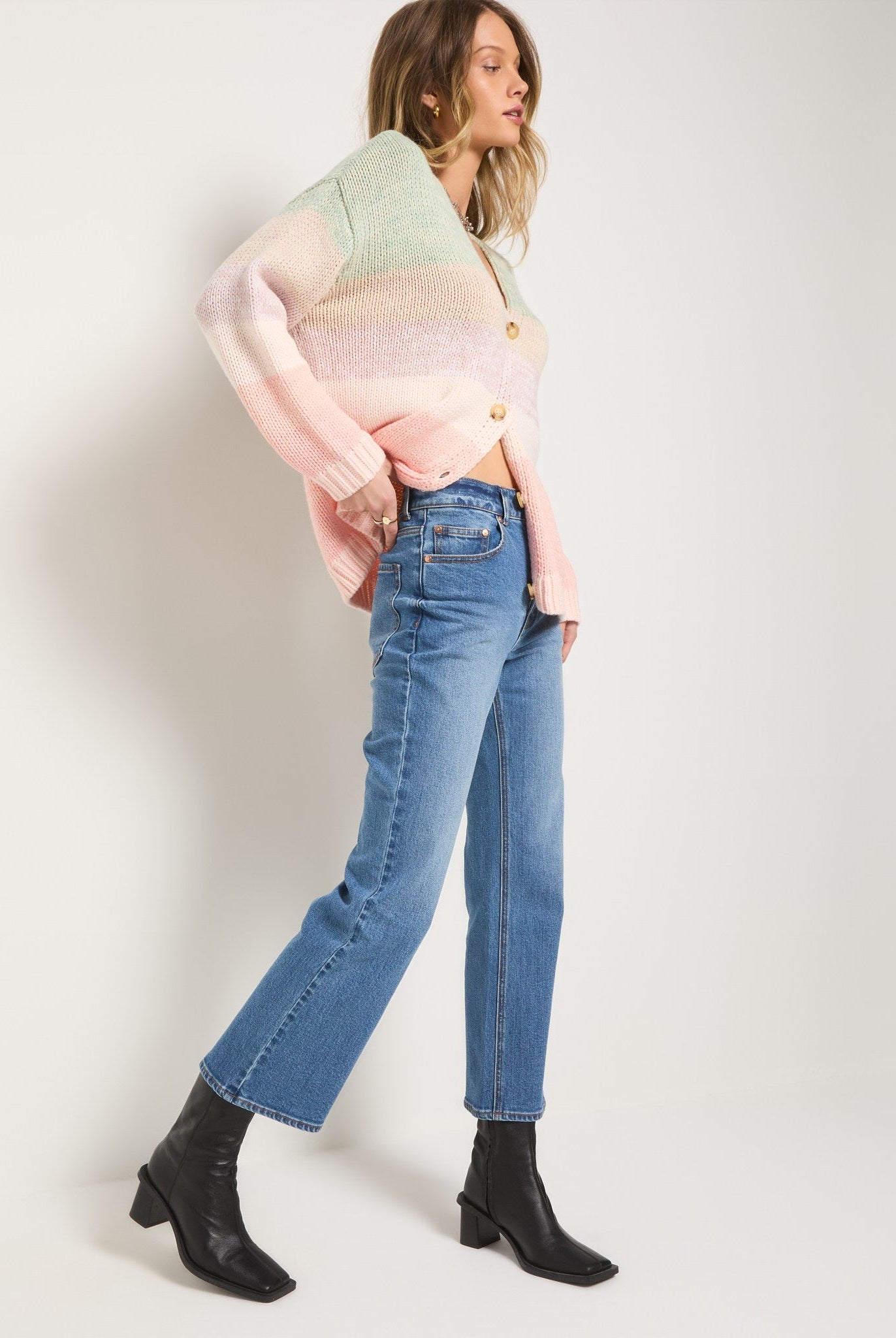 Beachy Blush Ombre $|& SEAS Sailfin Ombre Cardigan - VOF Front