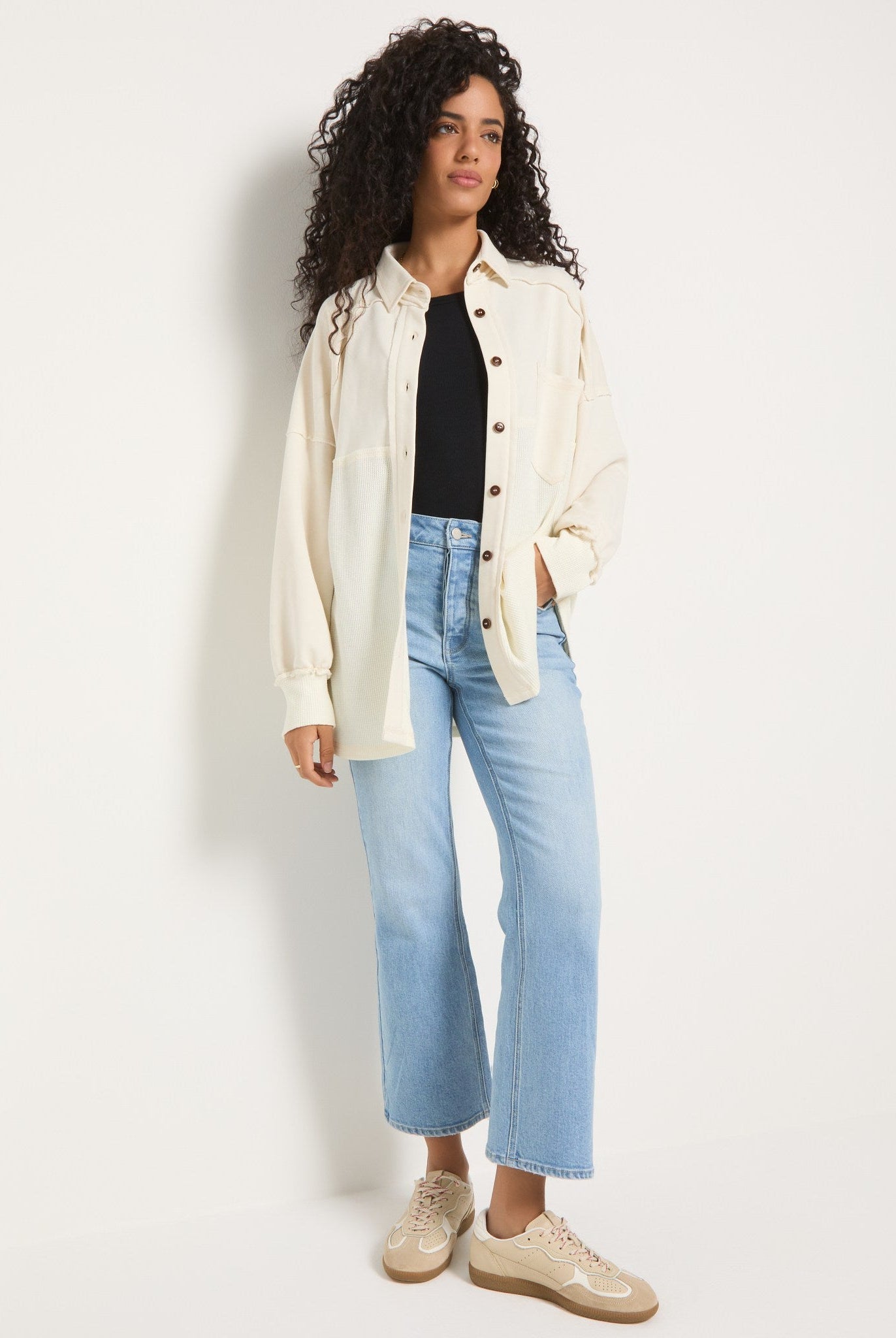 Cream $|& SEAS Atoll Knit Shacket - SOF Front