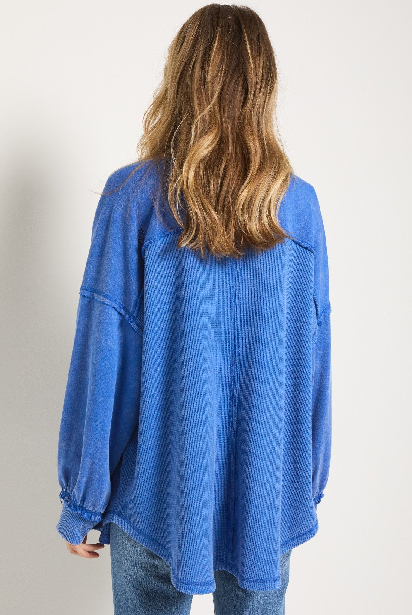 Coastal Cobalt $|& SEAS Atoll Knit Shacket - SOF Back