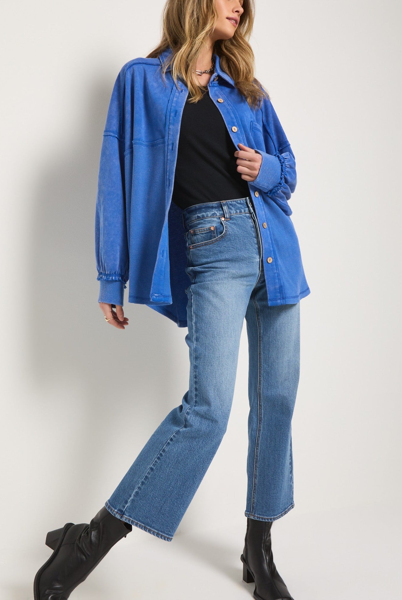 Coastal Cobalt $|& SEAS Atoll Knit Shacket - UGC On Fig