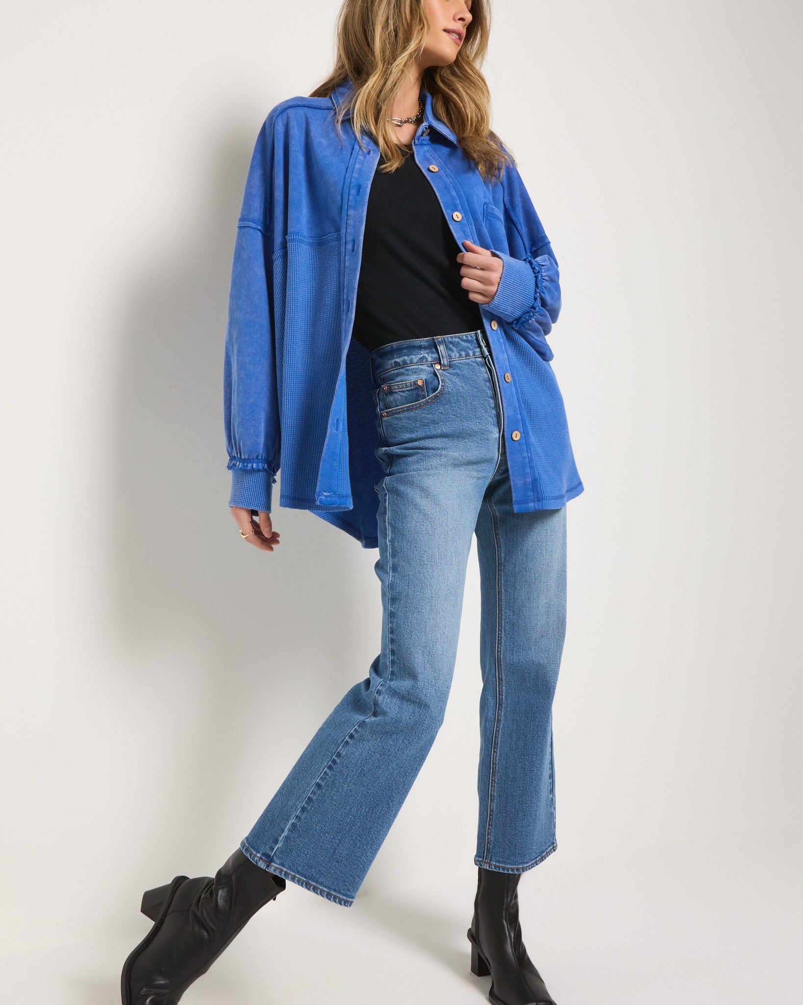 Coastal Cobalt $|& SEAS Atoll Knit Shacket - UGC On Fig