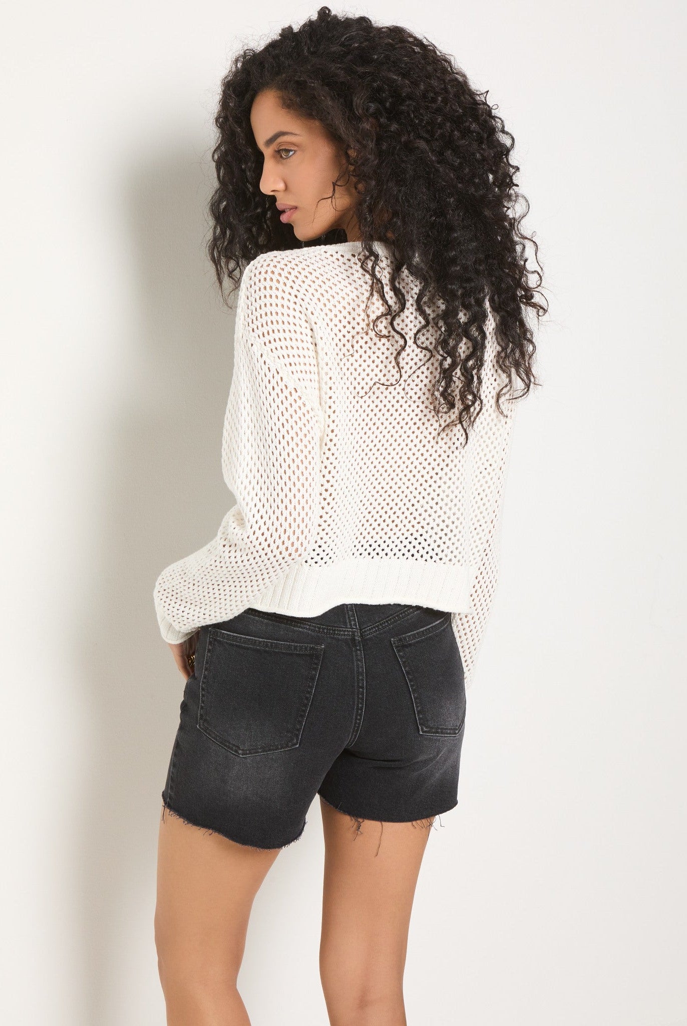 White $|& SEAS Mariner Mesh Sweater - SOF Back