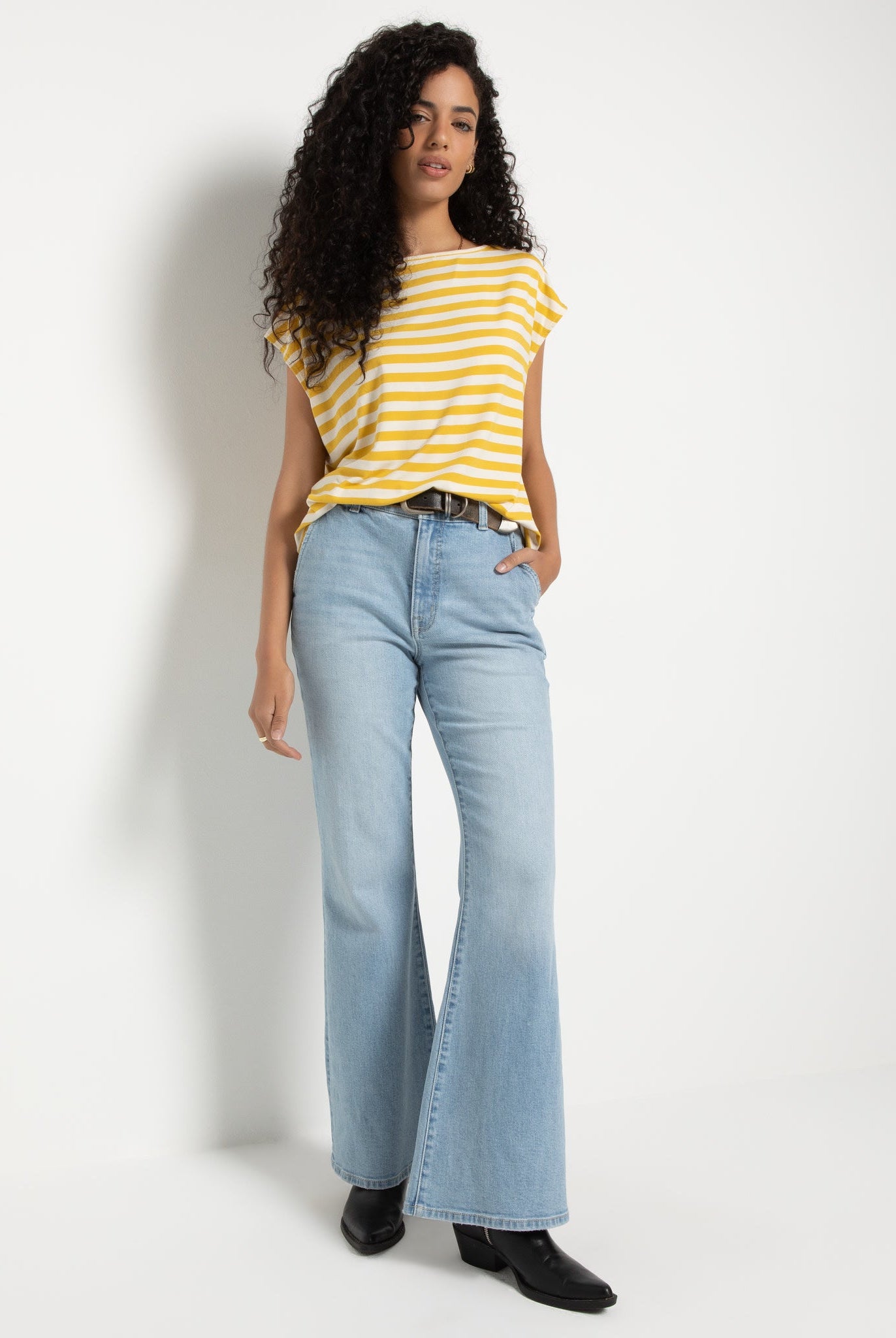 Amber Haze Stripe $|& SEAS Brentwood Boat Neck Stripe Top - UGC On Fig