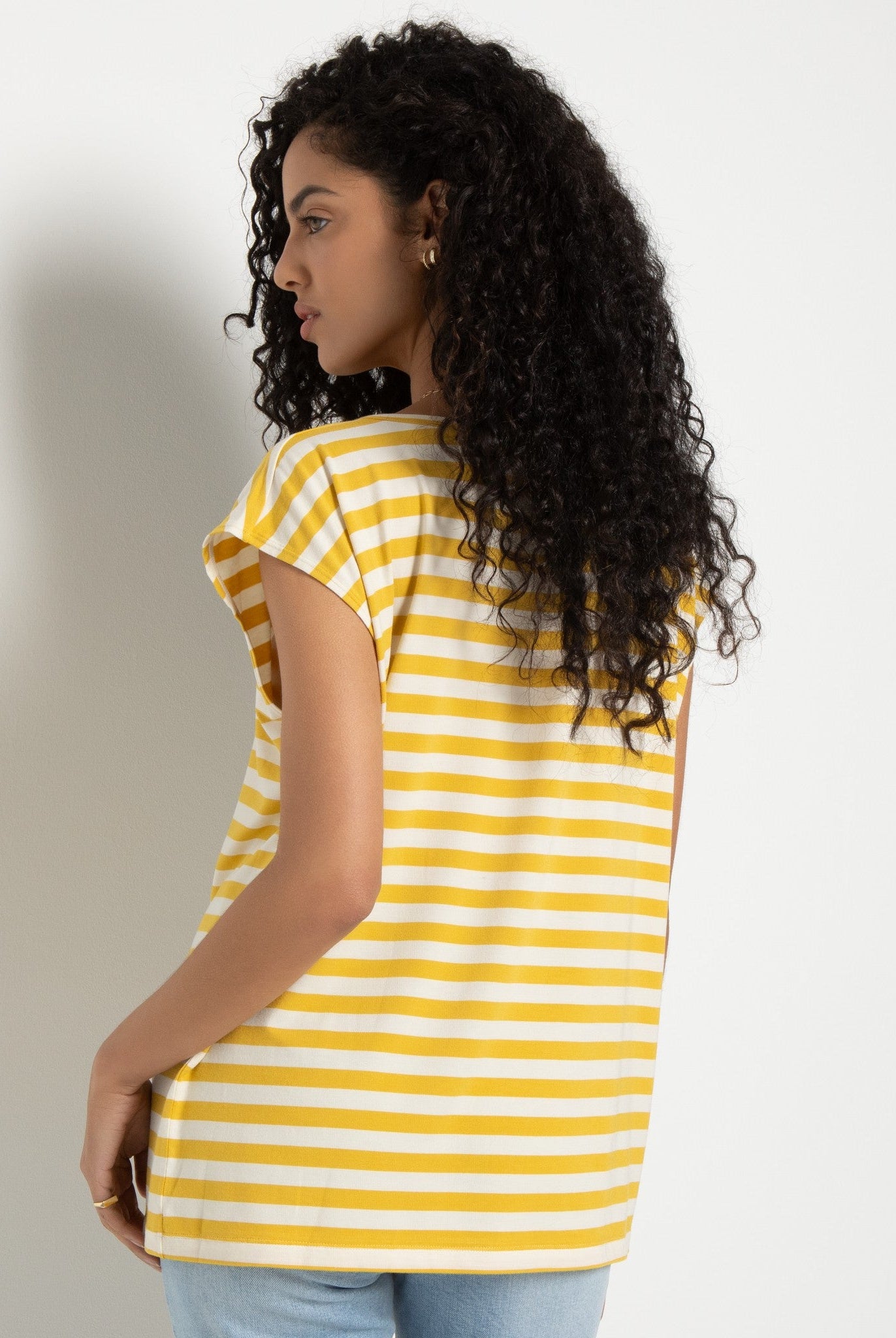 Amber Haze Stripe $|& SEAS Brentwood Boat Neck Stripe Top - SOF Back
