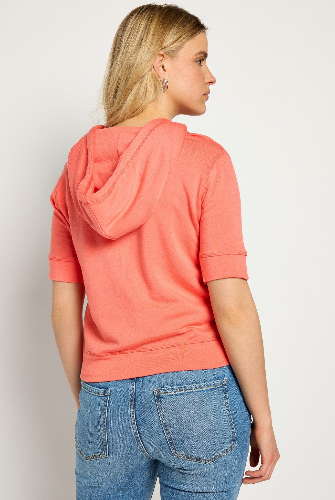 Coral $|& SEAS Short Sleeve Fleece Zip Up - SOF Back
